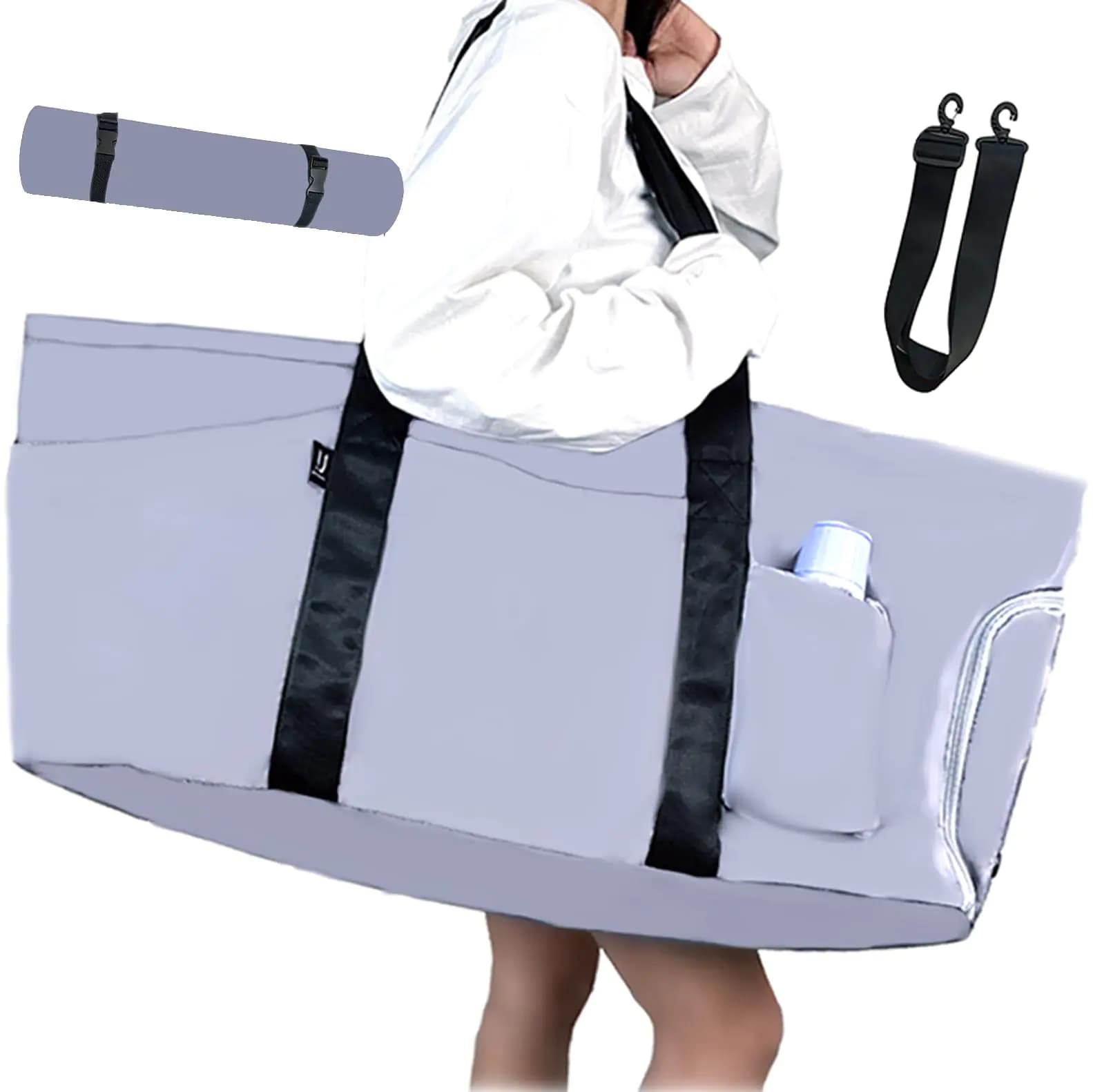 Uhawi Yoga Mat Bag with Shoes compartment & Wet Compartment & shoulder bag &crossbody yoga bag large yoga bag with Yoga Mat Holder Yoga Bag with Adjustable Mat Strap for Women Men (gray)