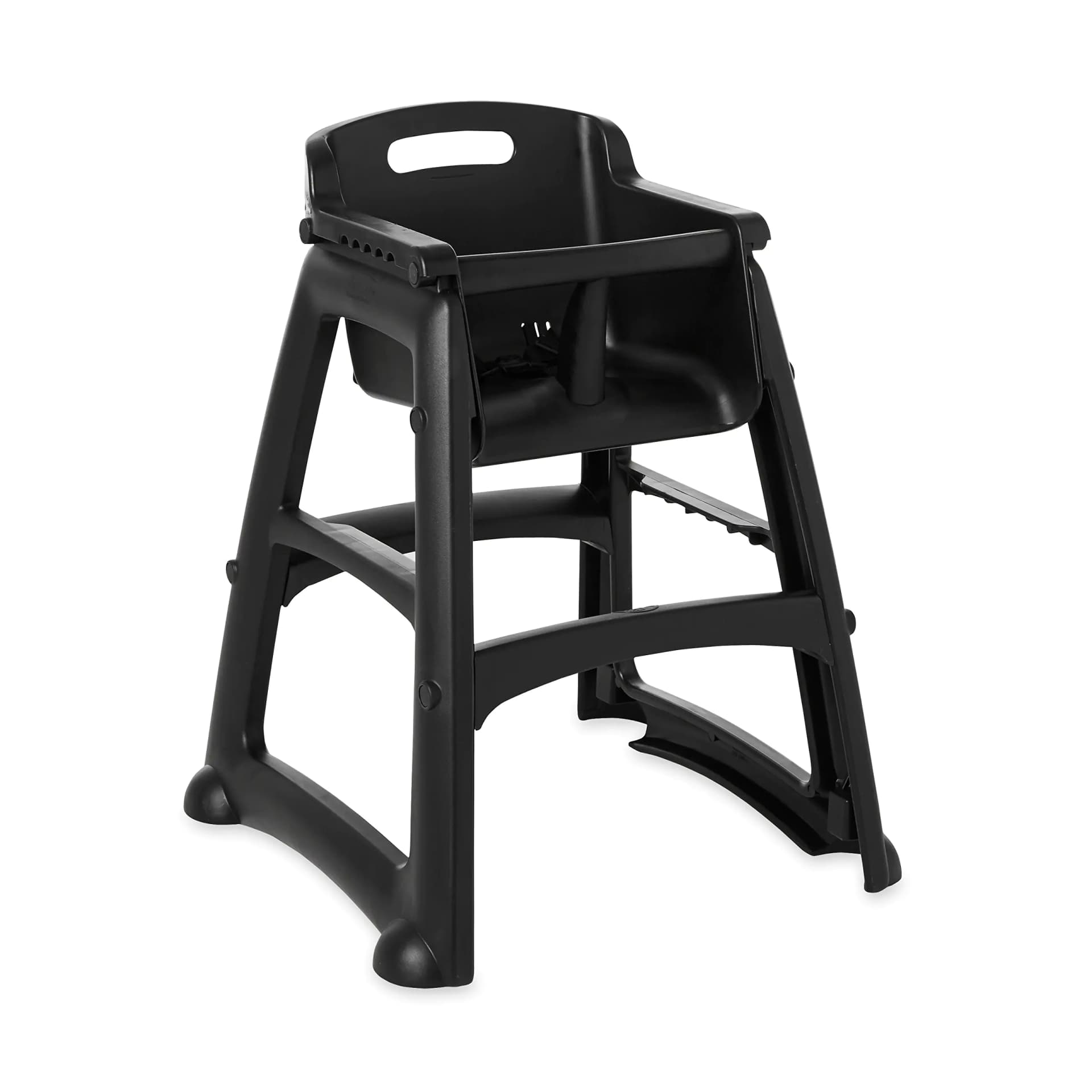 Rubbermaid Commercial Products Sturdy High-Chair 33lb Capacity Black Pre-Assmbled with Wheels Stackable Fits Under Table for Child/Baby/Toddler Seating
