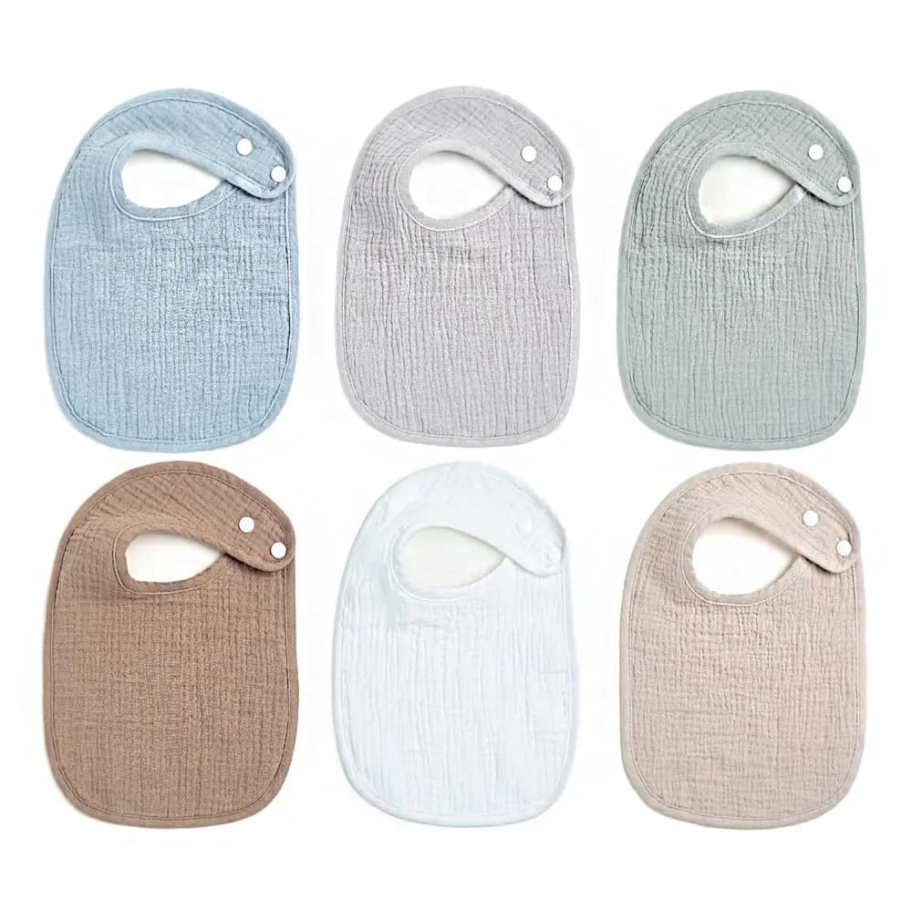 R&B Products Large Size 6 Pack Muslin Baby Drool Bibs for Unisex 100% Soft Cotton Baby Bibs Absorbent Teething Infant to Toddler
