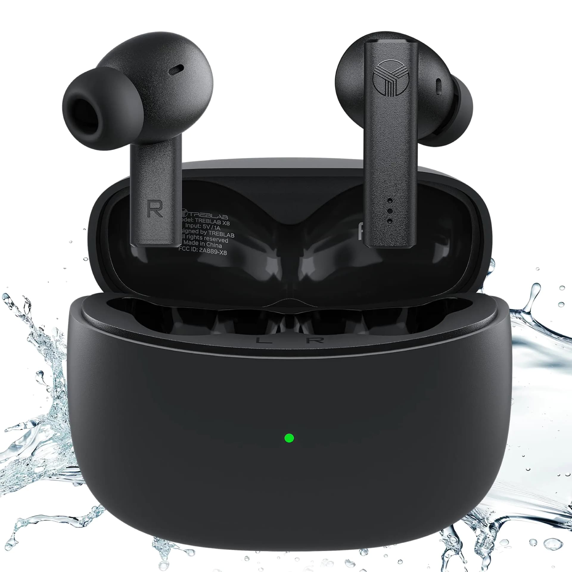 TREBLAB X8 - True Wireless Earbuds Active Noise Cancelling Exceptional Sound Dual ENC Mics for Calls IPX5 40H Play Comfortable Fit for Sports Work Travel Gym. Bluetooth 5.4 Wireless Earbuds