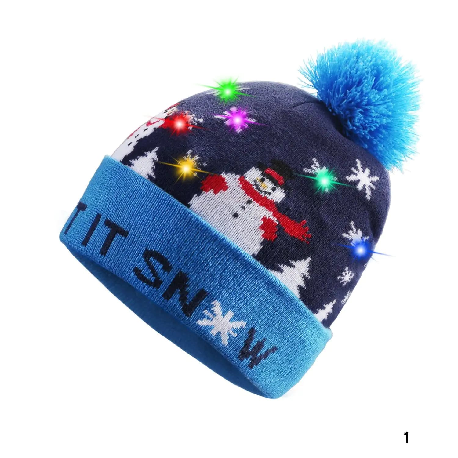 Pom Party Holiday Hats With LED Lights