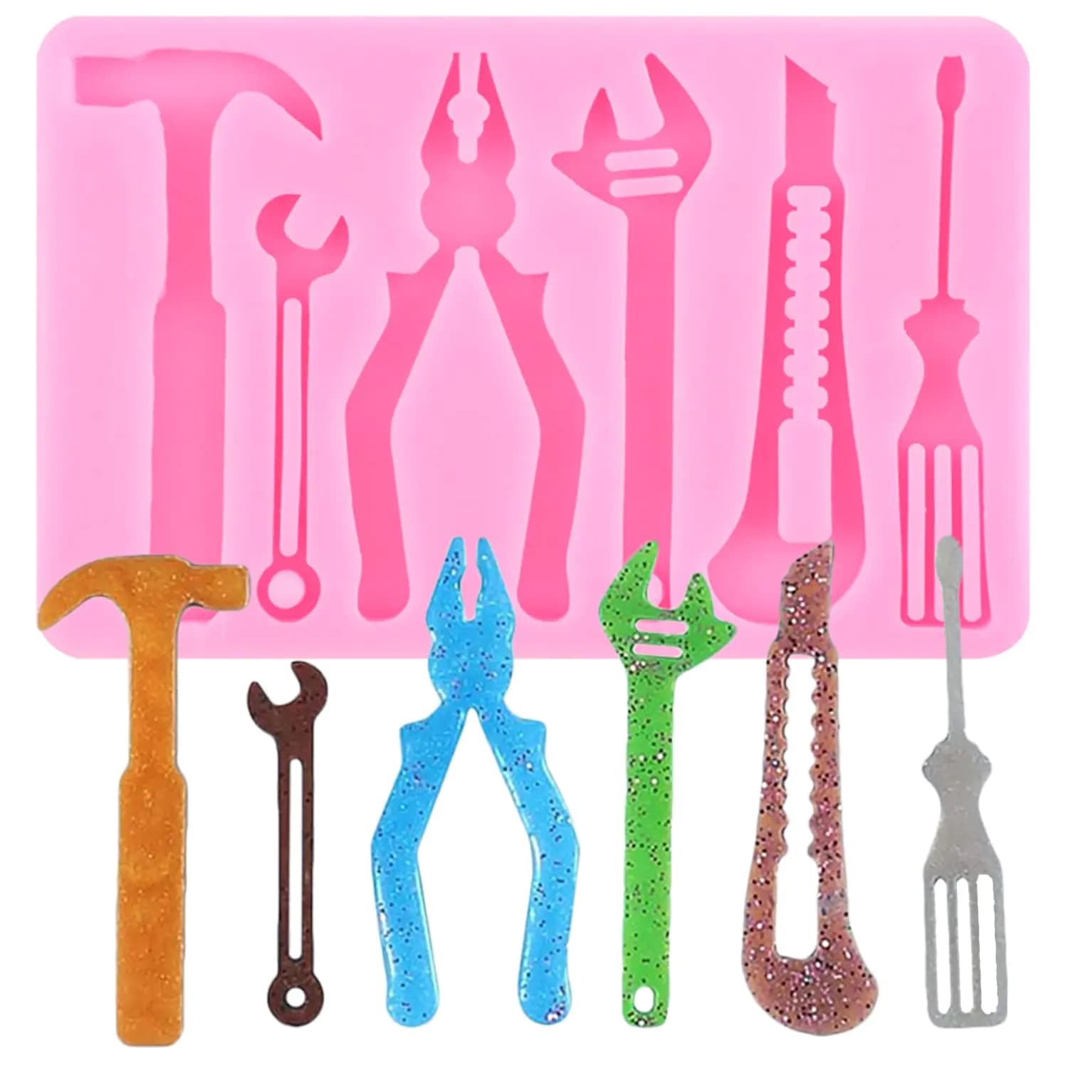 XMOLDNMS Hand Tools Silicone Mold Construction Tools Chocolate Fondant Molds Combination Wrench Molds For Cake Decorating Cupcake Topper Candy Chocolate Gum Paste Polymer Clay