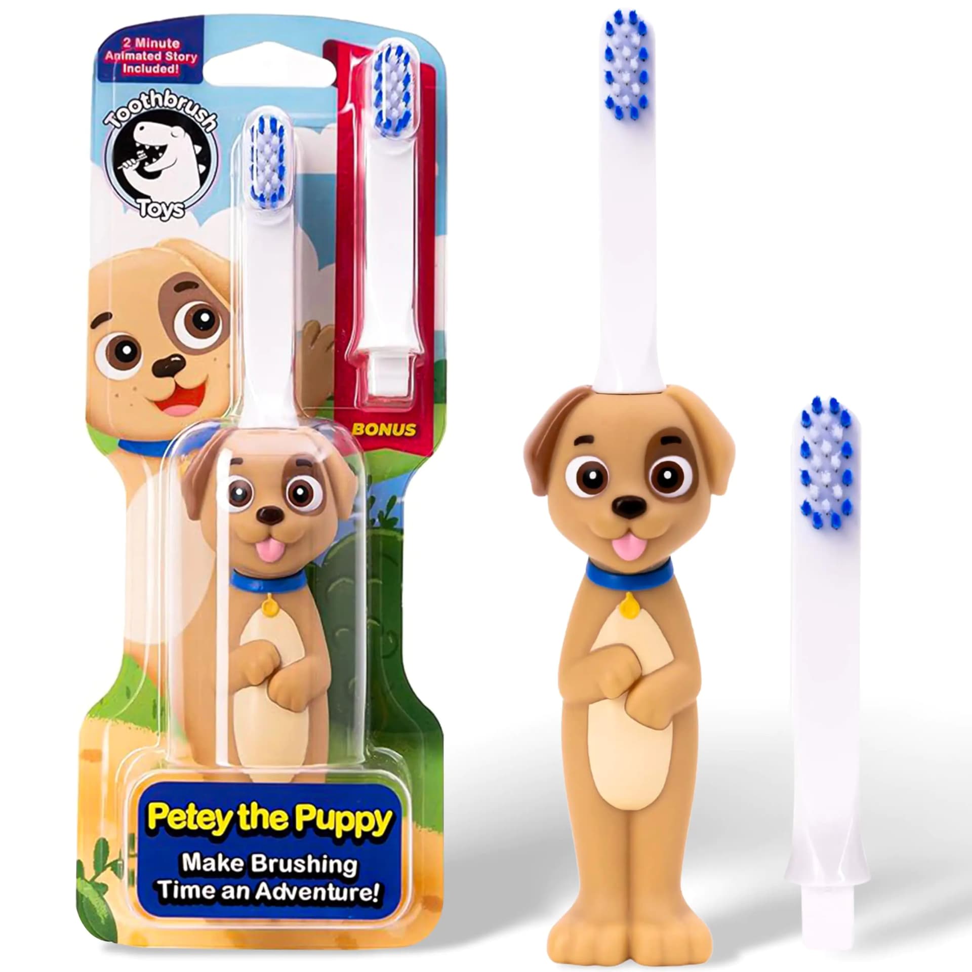Toothbrush Toys - Kids Soft Toothbrush for Ages 2 and Above Kids Brushes for Teeth Replaceable Head Kids Tooth Brushes Gentle Cute Toothbrush for Kids Toothbrush - Puppy Design