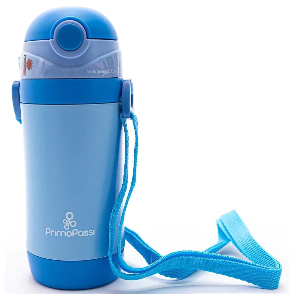 Insulated Straw Water Bottle | Kids Insulated Bottle | Thermos Bottle 12 Ounce Bottle - by Primo Passi (Blue)