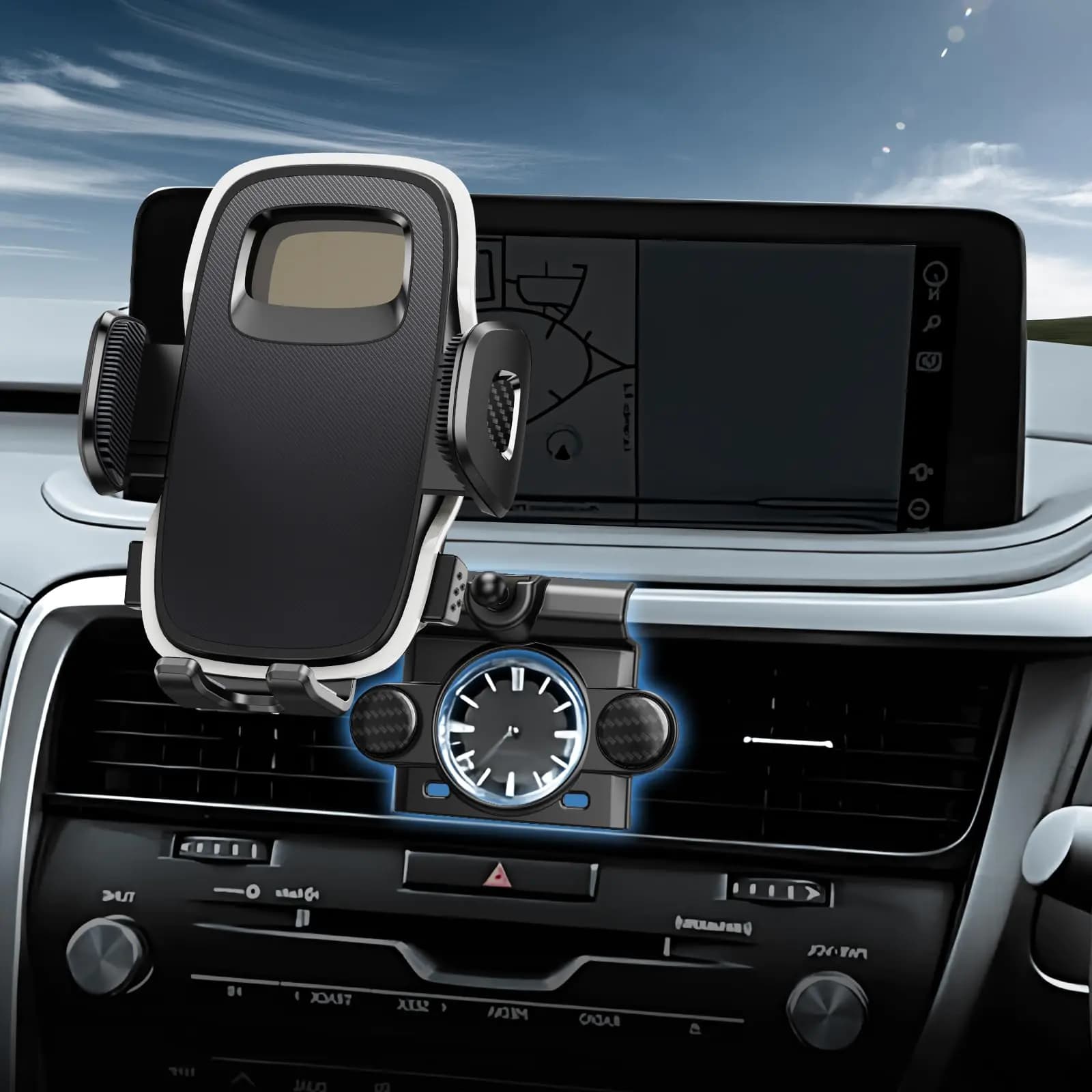 ELOHEI Car Phone Mount Compatible with Lexus RX Phone Holder Compatible with 2016 2017 2018 2019 2020 2021 2022 Lexus RX350/RX450h Car Accessories (Black)