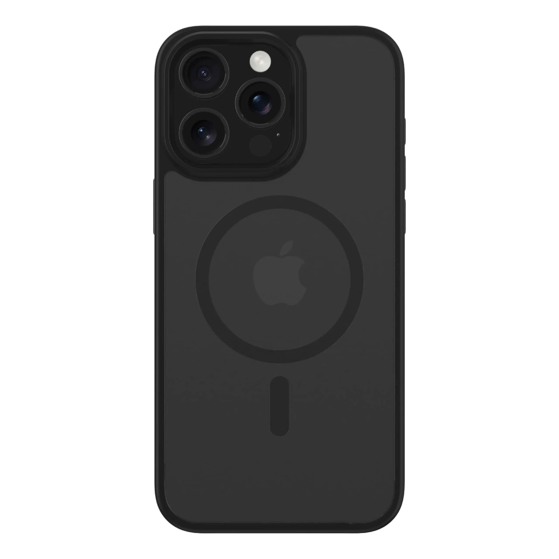 AT&T Essentials Magnetic Case Cell Phone Accessories with Drop Protection for Apple iPhone (Clear Frost/Black iPhone 15 Pro)