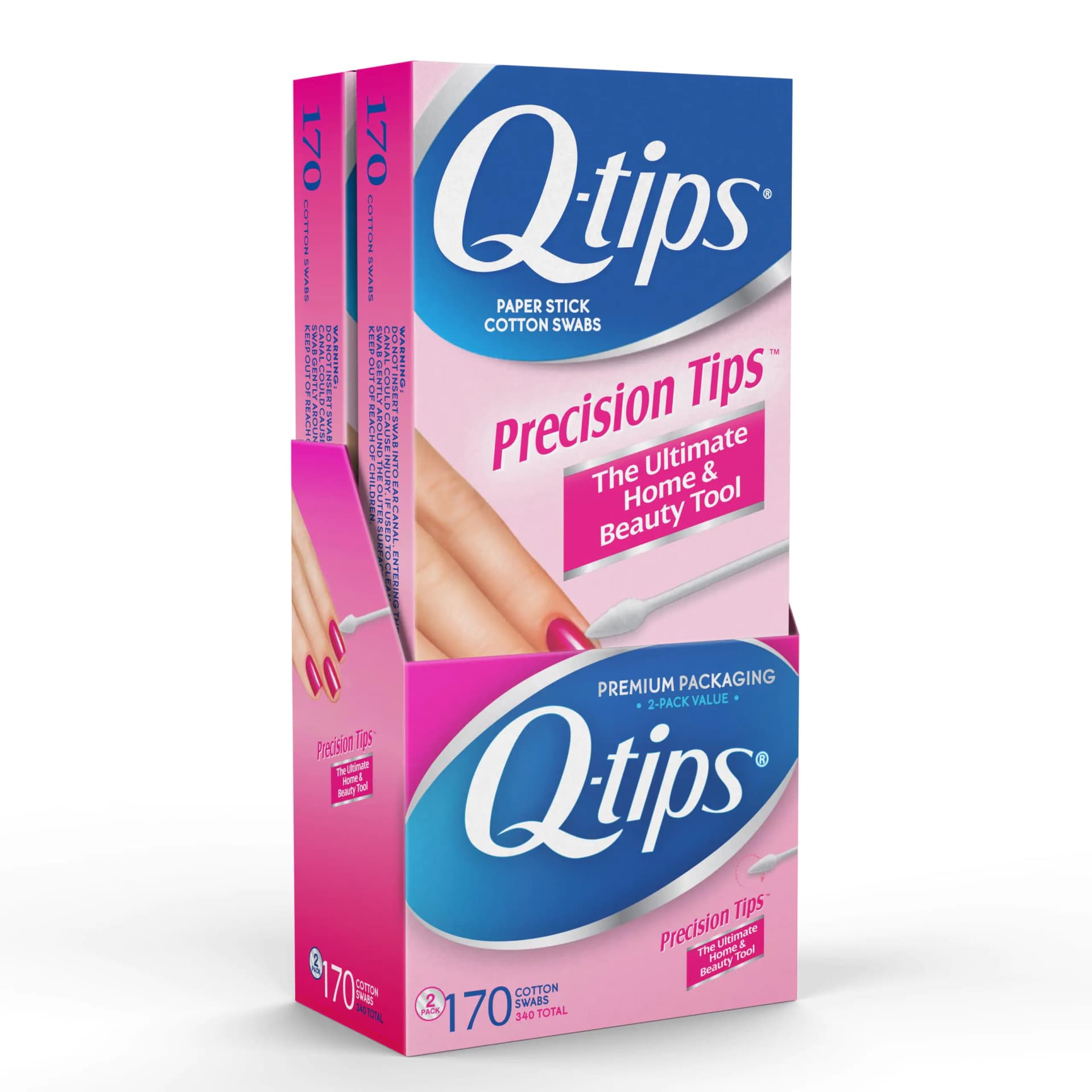 Q-tips Precision Tips Cotton Swabs 170 Count - Original Cotton Swabs with Soft Cotton Pointed Tips Makeup Tools Household Cleaning Beauty Tools & Personal Care (Pack of 2)