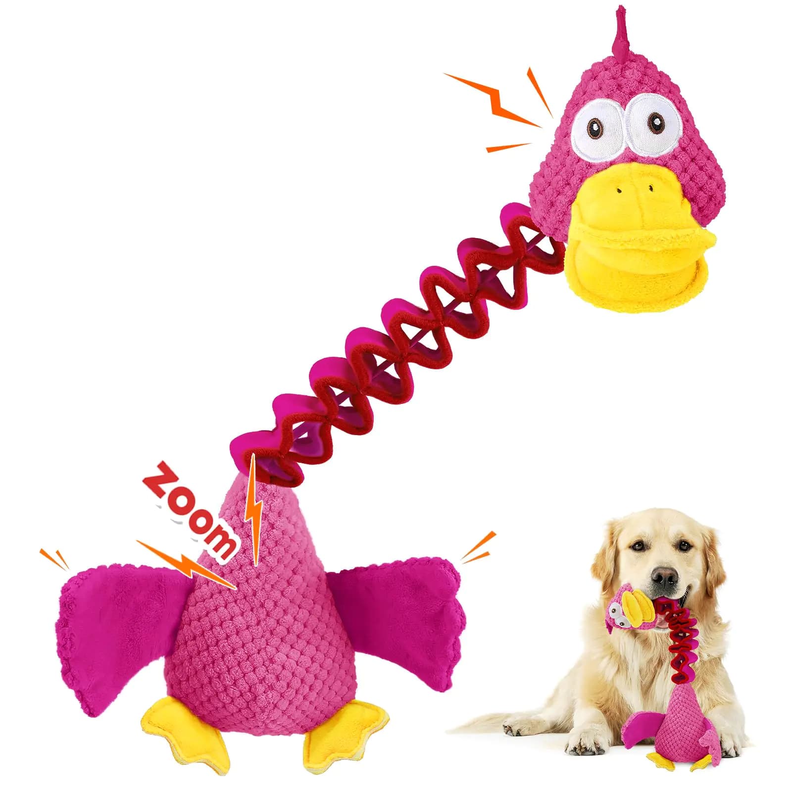 Interactive Puppy Toy Pink Duck Durable Chewer