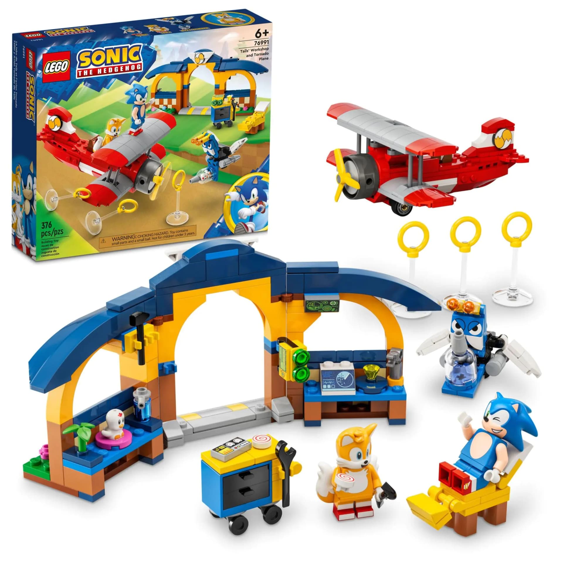 LEGO Sonic The Hedgehog Tails’ Workshop and Tornado Plane 76991 Building Toy Set Airplane Toy with 4 Sonic Figures and Accessories for Creative Role Play Gift for 6 Year Olds who Love Gaming