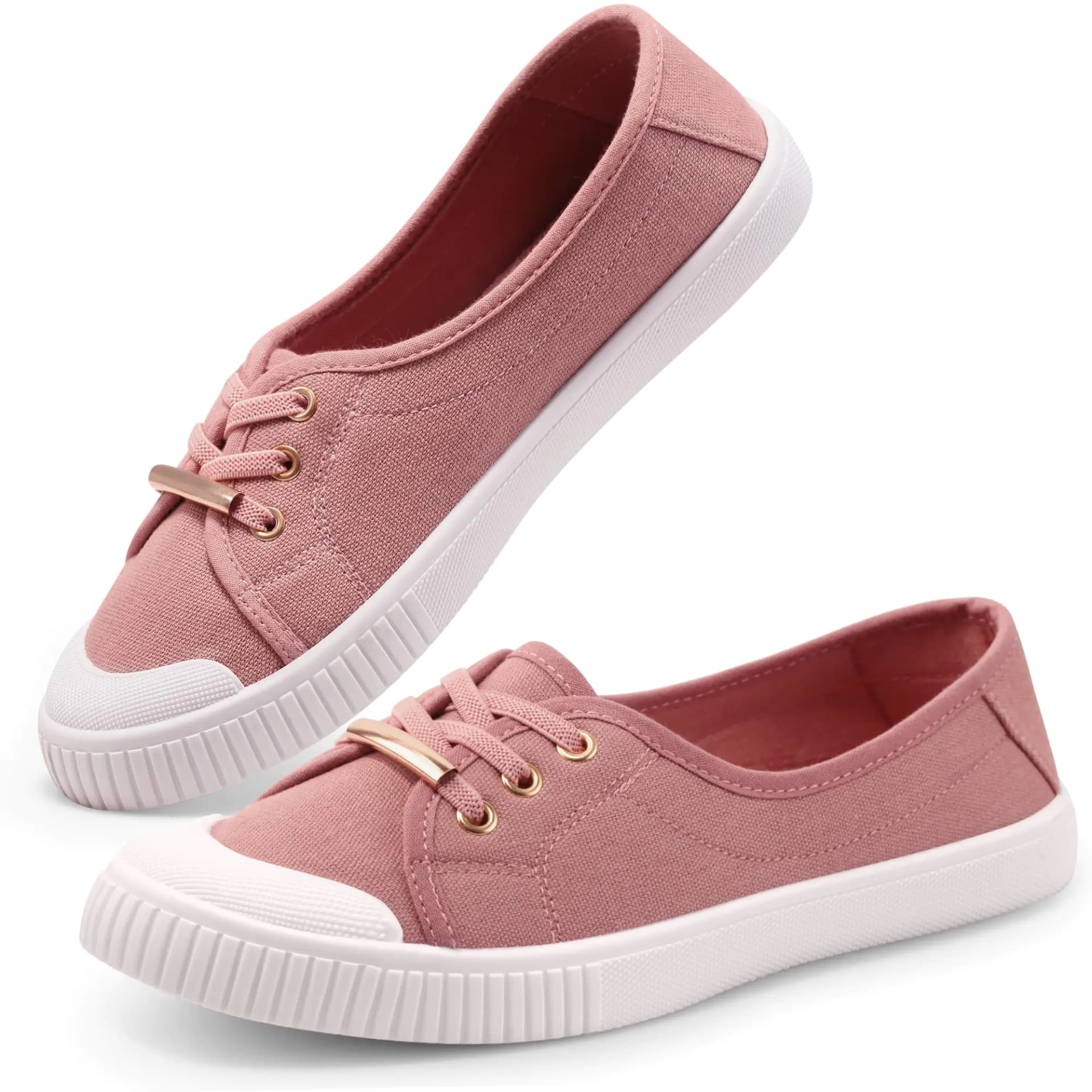 Harvest Land Womens Canvas Low Top Sneakers Slip on Shoes for Women Fashion Walking Sneakers Pink10