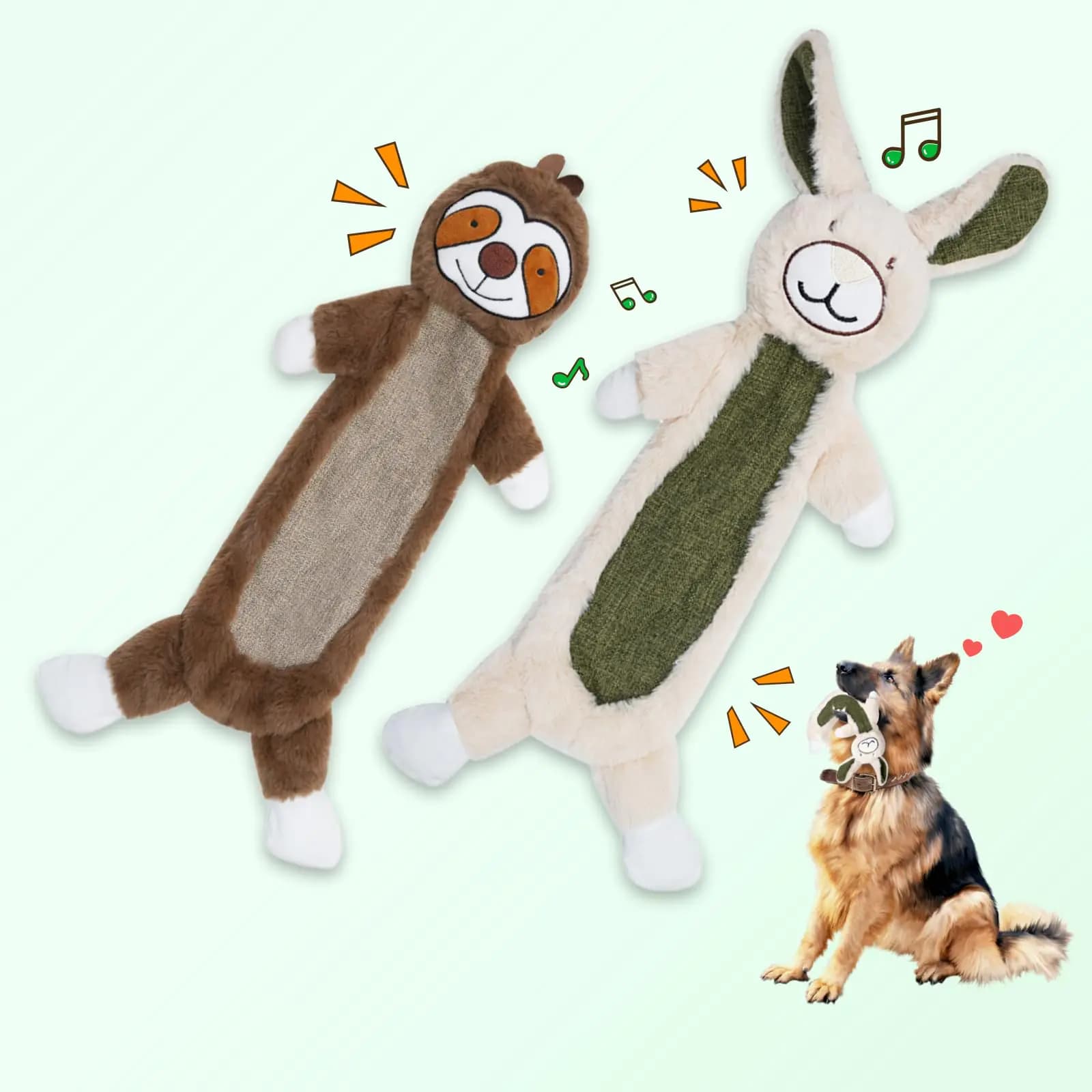 Zrbtk No Stuffing Crinkle Dog Toys Unbreakable Plush Squeaky Dog Toys for Heavy Chewers 2 Pack Interactive Dog Toys for Large Medium Small Dogs Unstuffed Doggie Toys for Aggressive Chewers