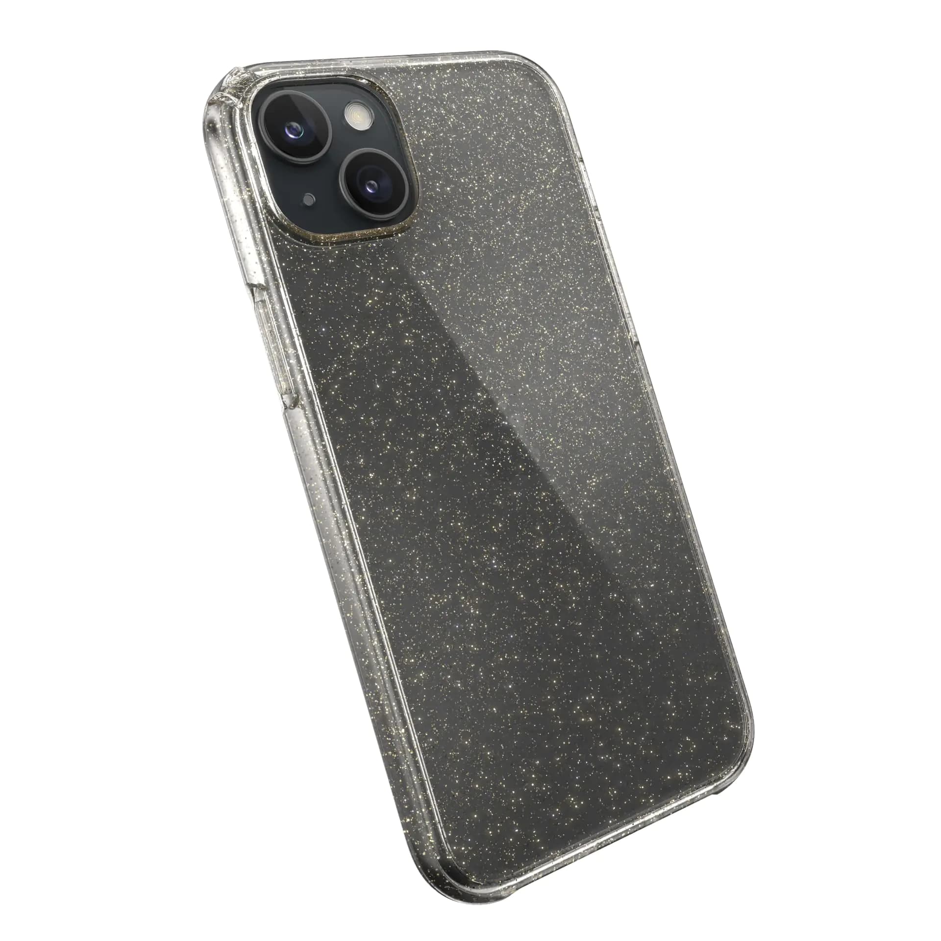 AT&T Essentials Edge Pro Case Cell Phone Accessories with Drop Protection for Apple iPhone (Clear Glitter Edge iPhone 15 Plus/14 Plus)