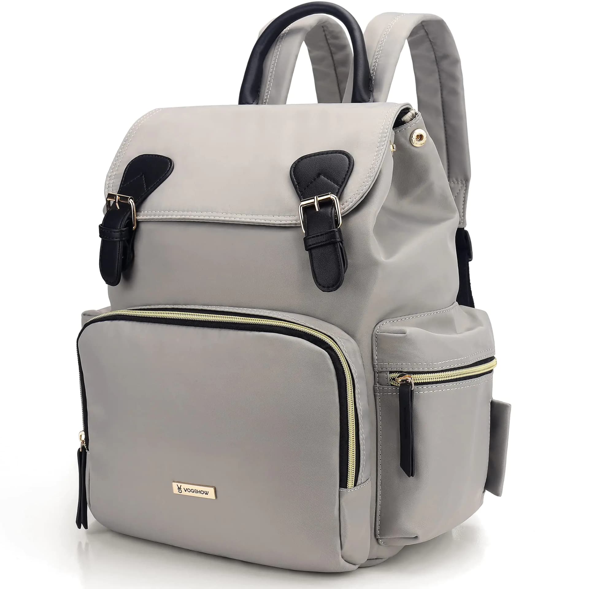 VS VOGSHOW Diaper Bag Backpack Multifunction Baby Bag Backpack Modern Baby Diaper Backpack Stylish Maternity Nappy Bag Gray
