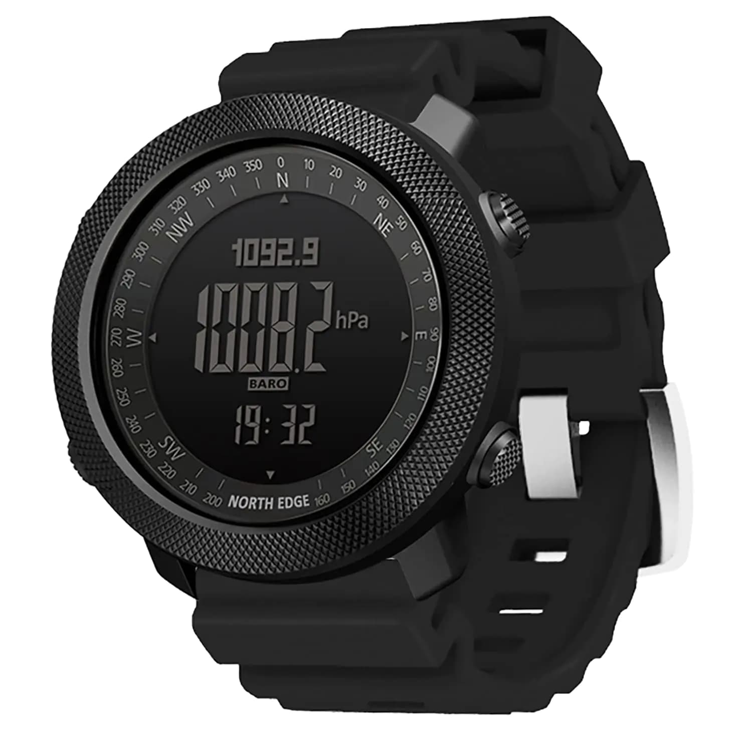 HOOSHU Tactical Watches for Men Digital Outdoor Survival Military Rock Solid Digital Watches with Durable Band Steps Tracker Pedometer Calories Apache (Silica Black)