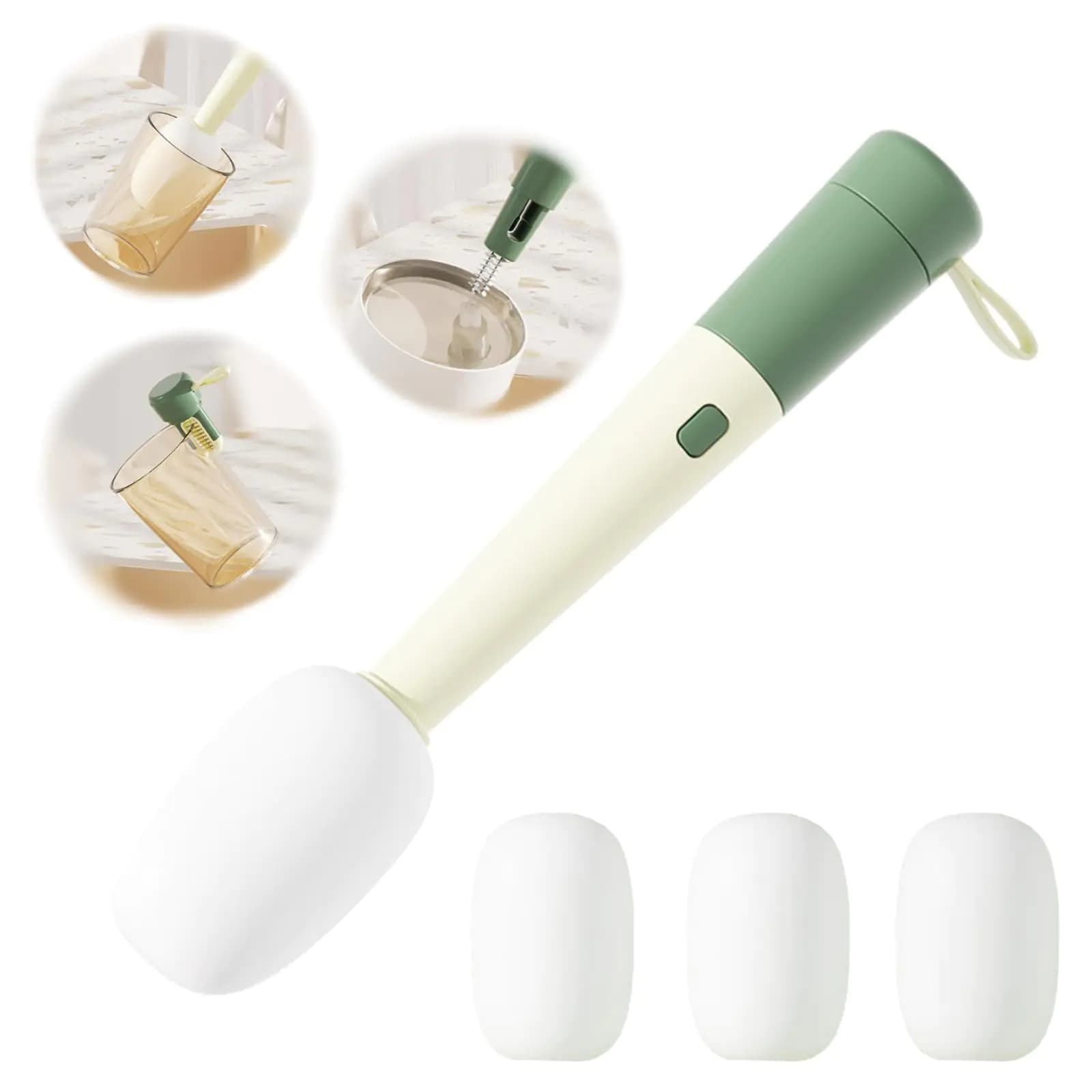 GCFTIFF 3 in 1 Multipurpose Bottle Cleaner Brush3 Pcs Replacement Heads & 1 Pcs Multipurpose BrushesCup Crevice Cleaning ToolsWater Bottle Cleaner BrushHome Kitchen Cleaning Tools (Green)