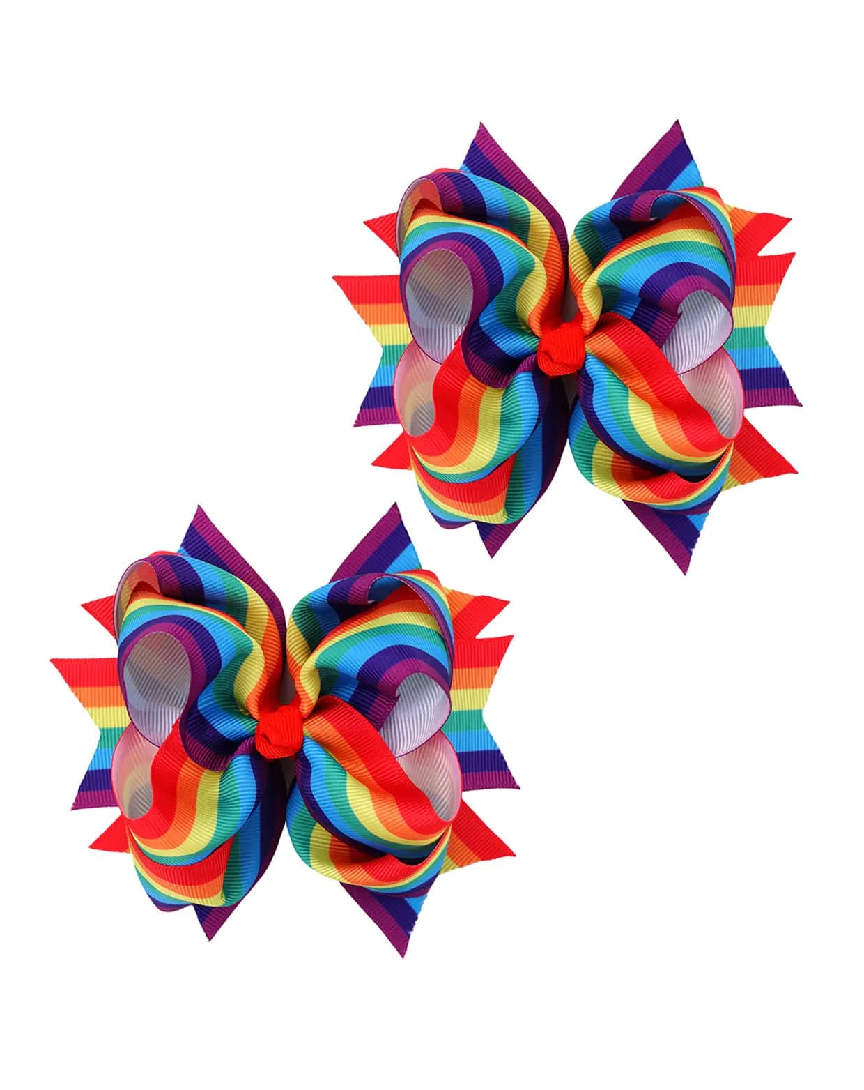 Rainbow Hair Clip Pin Bow Girls Ribbon Hair-bow Hairclips Hair Accessories JHP01 (2 Pcs-C)