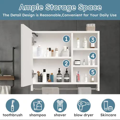Modern 32x28 Inch Bathroom Cabinet With Mirror And LED Lights