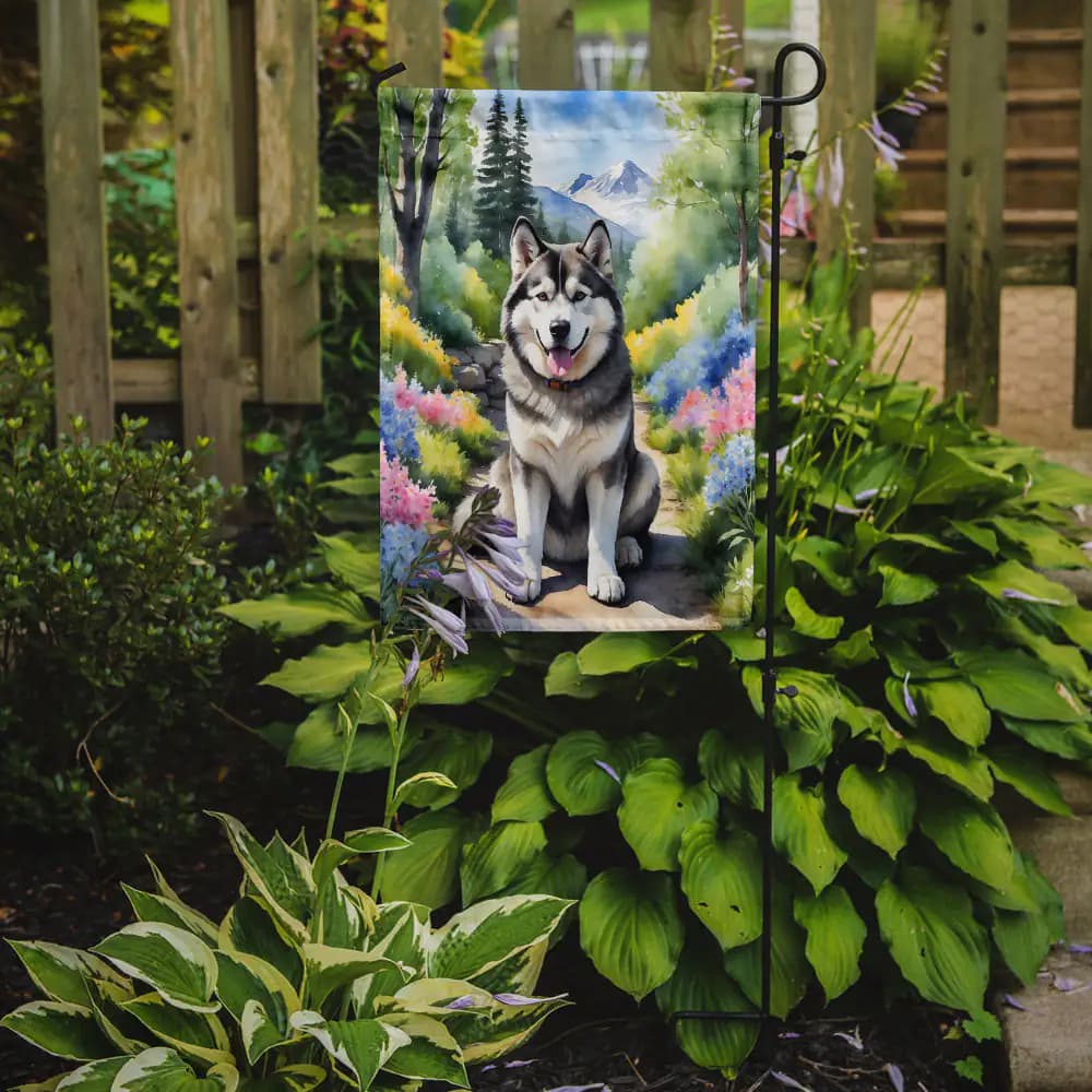 Alaskan Malamute Spring Garden Flag
