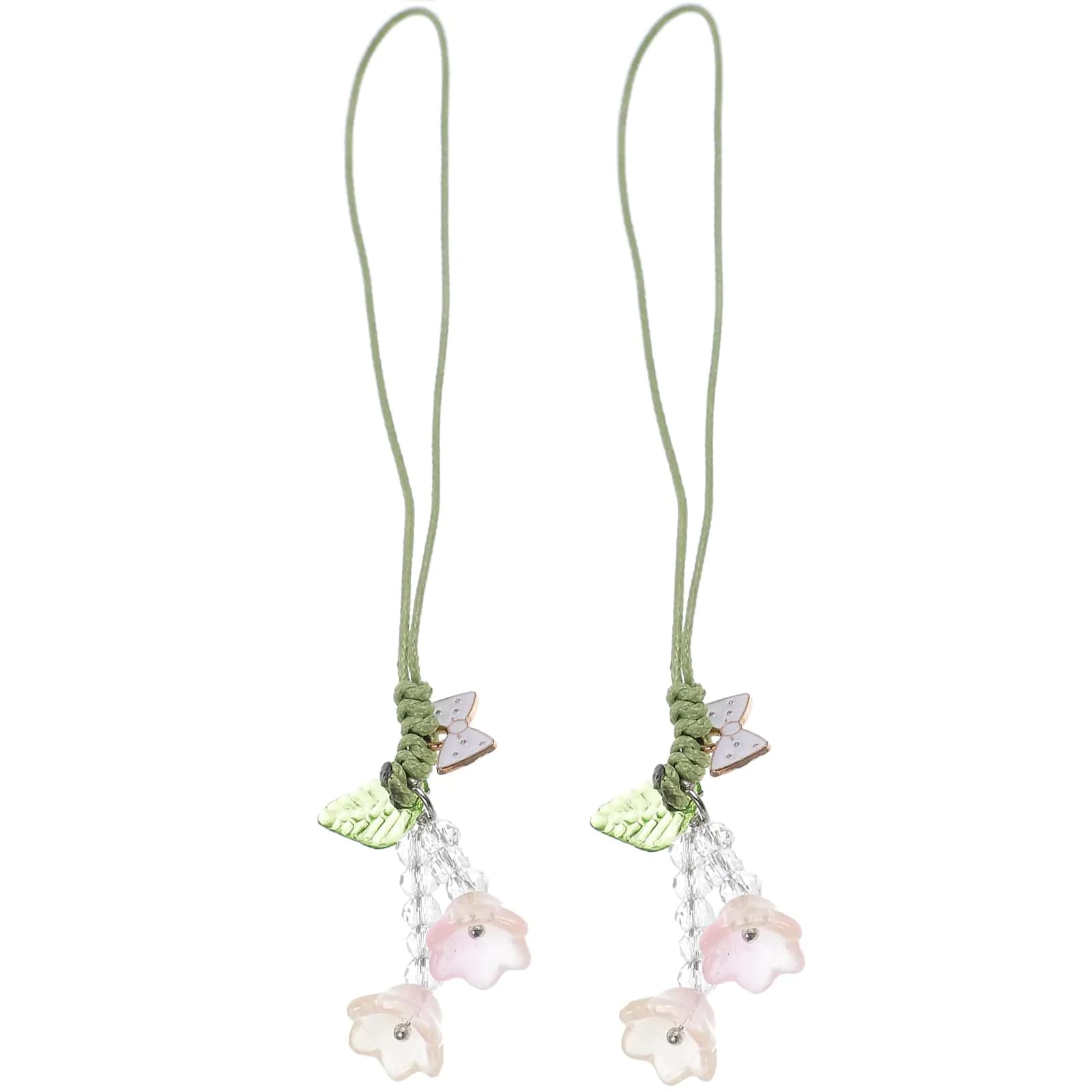 PartyKindom 2 PCS Phone Charm Kawaii Flower Phone Accessories Charm String Kawaii Phone Charm Hook Cute Phone Charms Aesthetic for Women Girl (Orange)