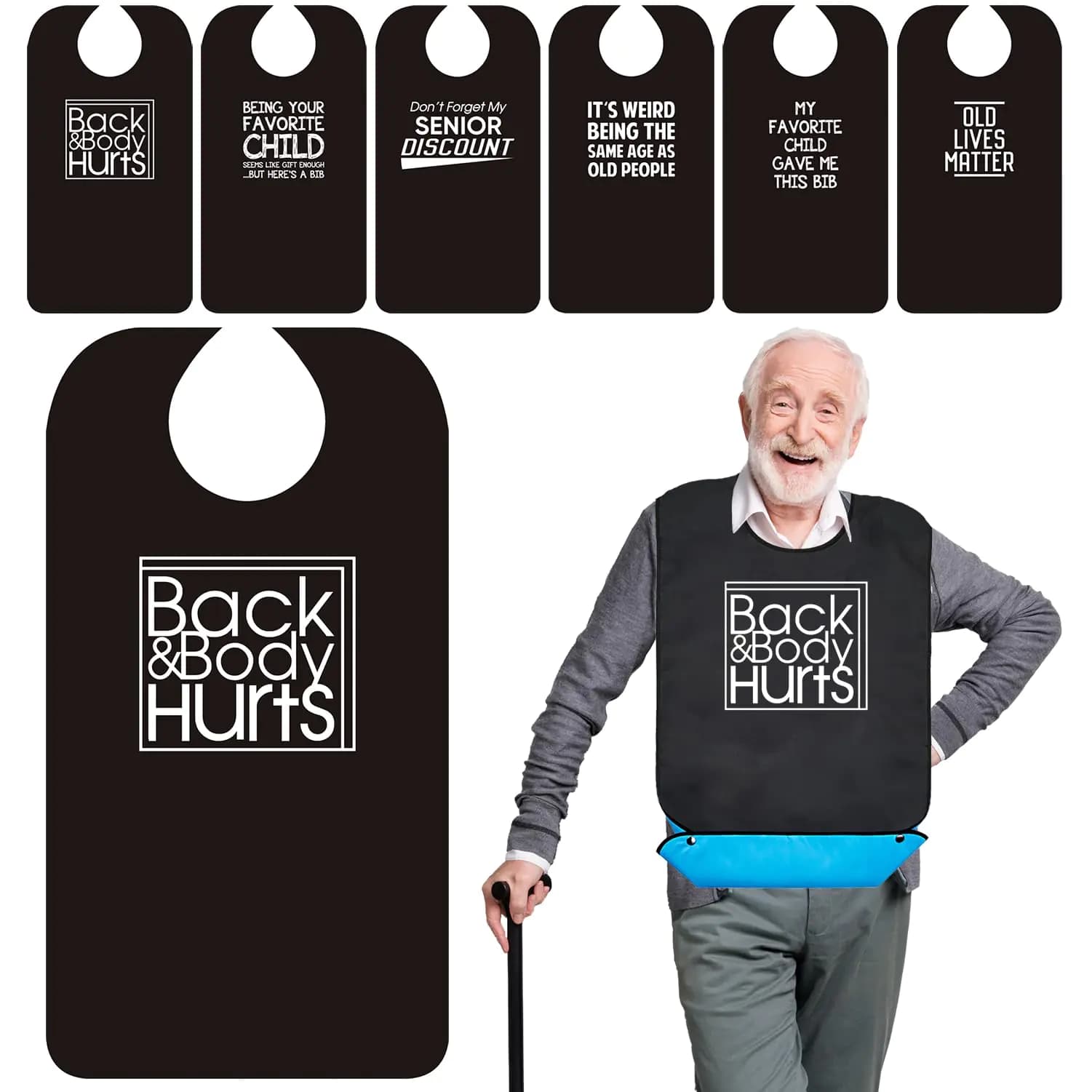 Wentur Adult Bibs for Men Washable - Funny Adult Bibs for Eating with Crumb Catcher - Adjustable Dining Clothing Protectors for Elderly Adults - Birthday Gag Gifts for Elderly Men Women (1 Pack)
