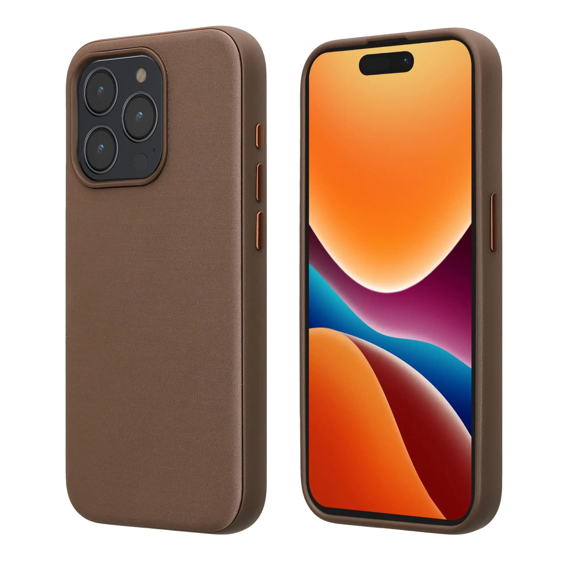 kalibri Phone Case Compatible with Apple iPhone 15 Pro Cover - Fabric Phone Case - Compatible with MagSafe - Taupe
