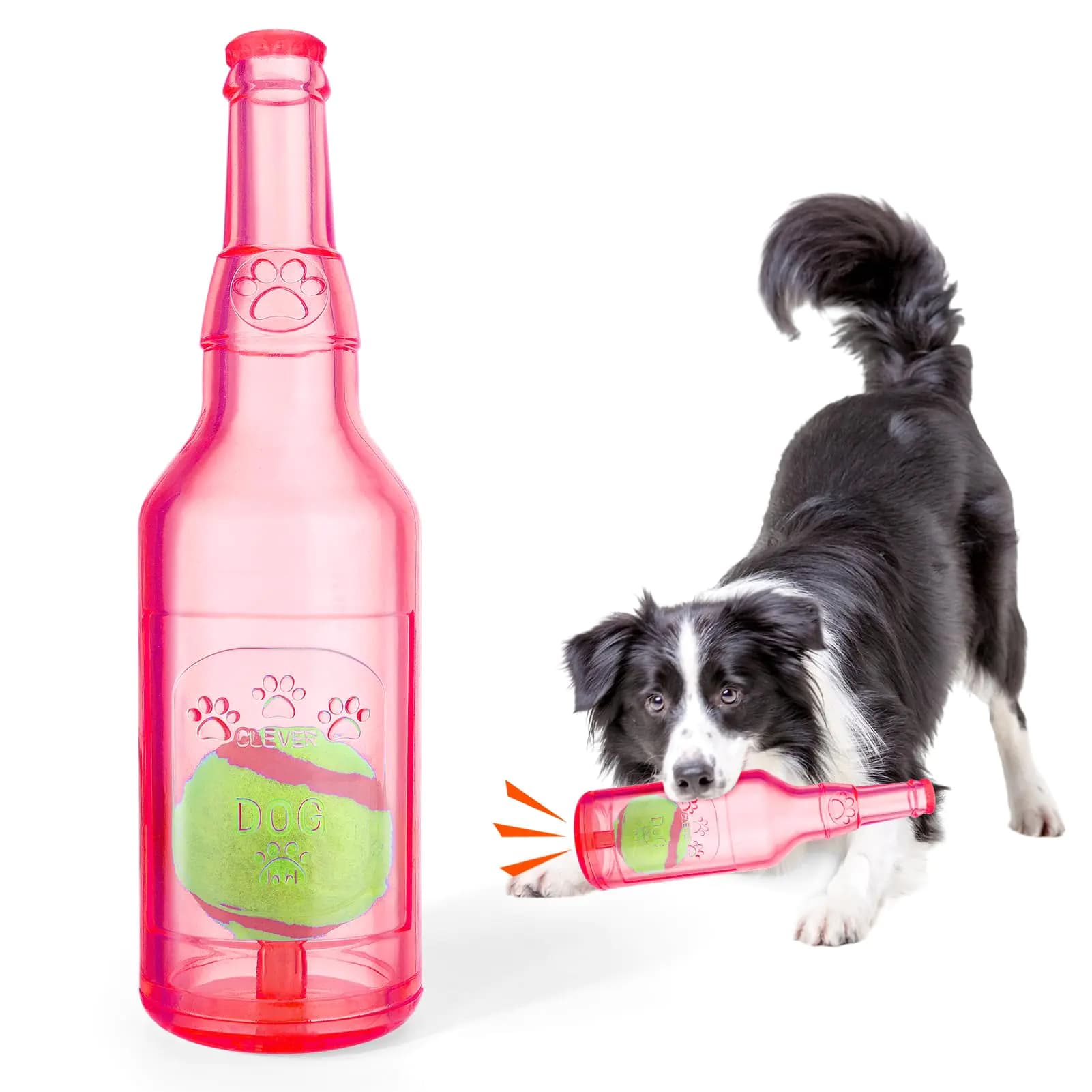 Mity rain Water Bottle Dog Toy - Dog Toys for Aggressive Chewers Cute Squeaky Dog Toys for Large/Medium/Small Dogs Interactive Dog Toys to Keep Them Busy Crunchnplay Bottle Toy (Red)