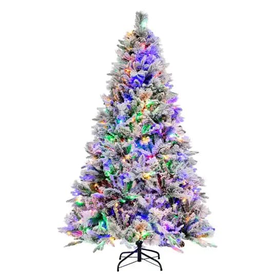 1 Pc Stunning Lighting 4.5 6 7 Feet Artificial Xmas Tree With Pine Needles And LED Lights
