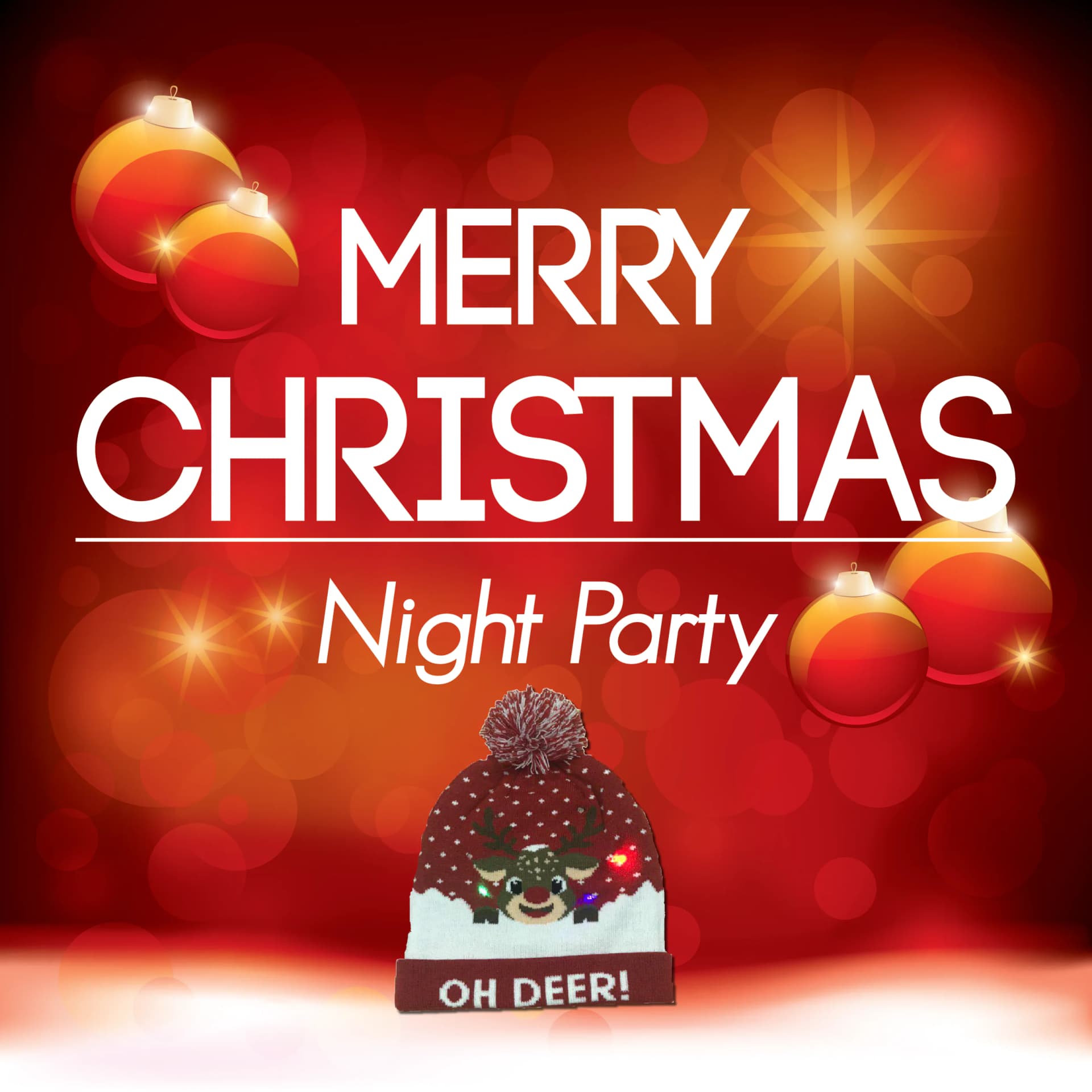 Pom Party Holiday Hats With LED Lights