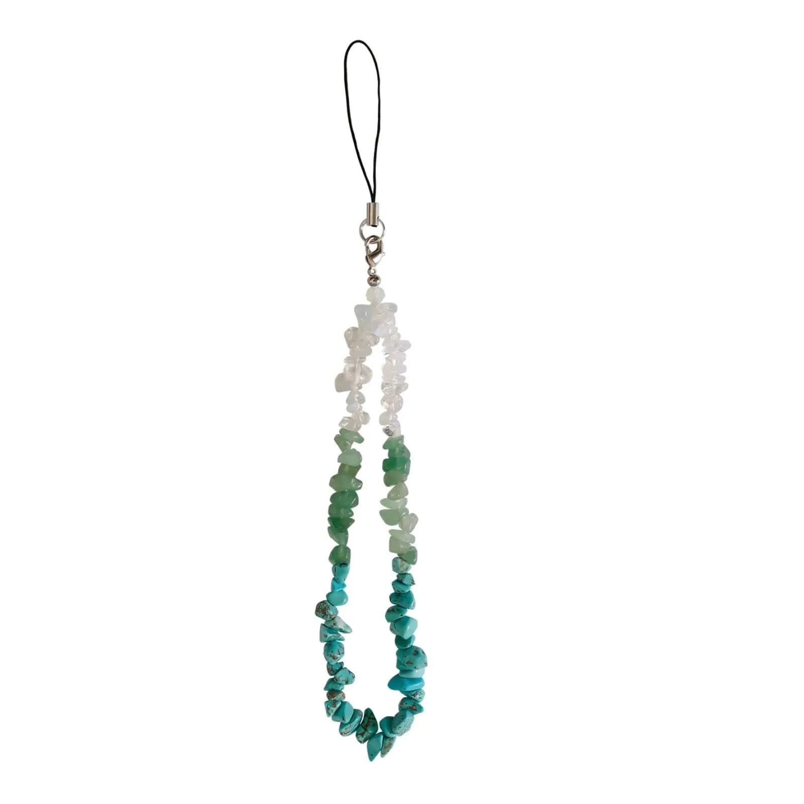 Fuqimanman2020 Green Aesthetic Beaded Phone Charms-Cute Gradient Natur Crystal Gem Keychain Phone Accessories for Women Girls