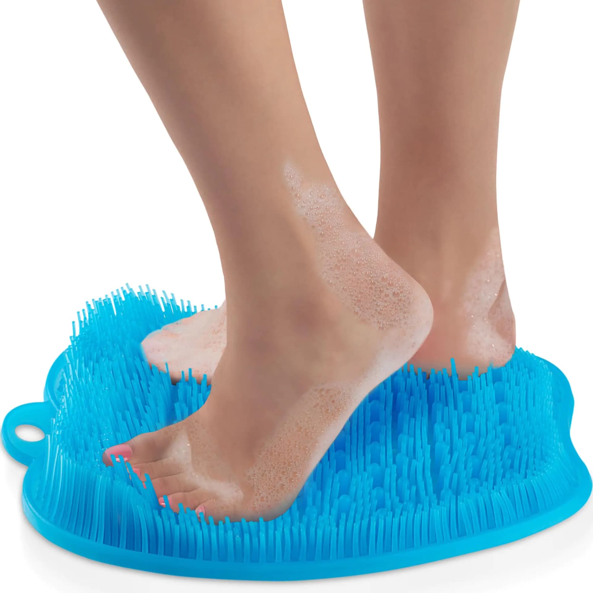 Love Lori Foot Back Scrubber for Shower – Premium Silicone Shower Foot Scrubber Mat – Bathroom Accessories Apartment Essentials (Blue)