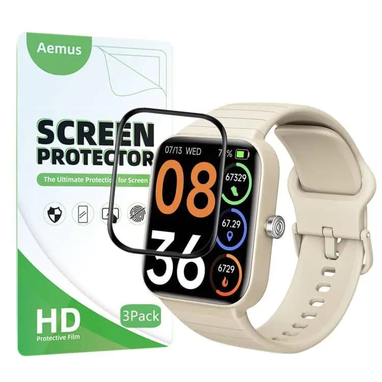 Aemus Screen Protector Compatible for SKG V7 Cyber Smart Watch (3 Pack) 3D Full Coverage PMMA Protective Film For IDW15 Smart Watch 1.8"