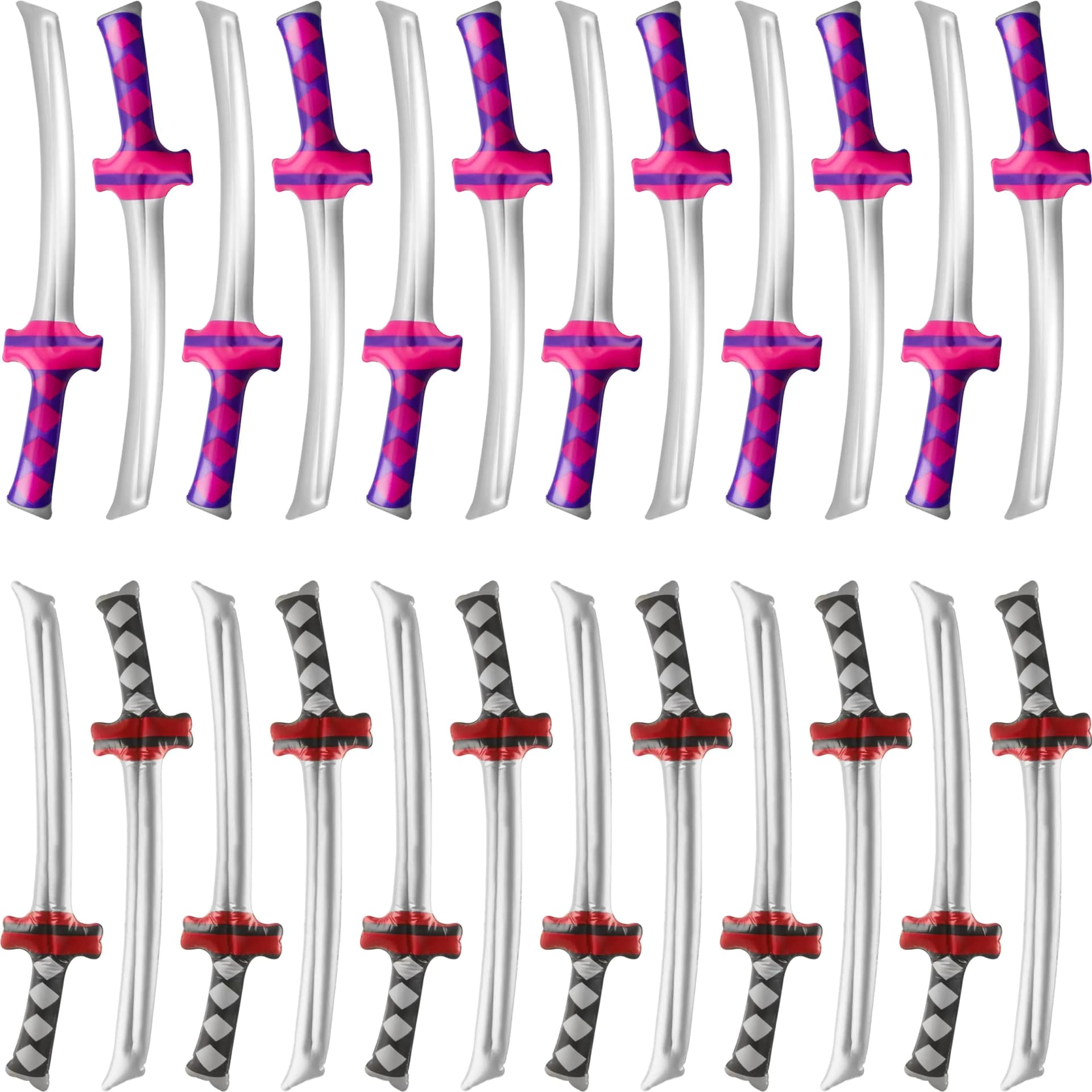 Cotiny 24 Pack Inflatable Ninja Swords Inflatable Sword Samurai Katana Blow Up Swords for Ninja Cosplay Swimming Pool Party Supplies Halloween Costume Accessories (2 Colors)