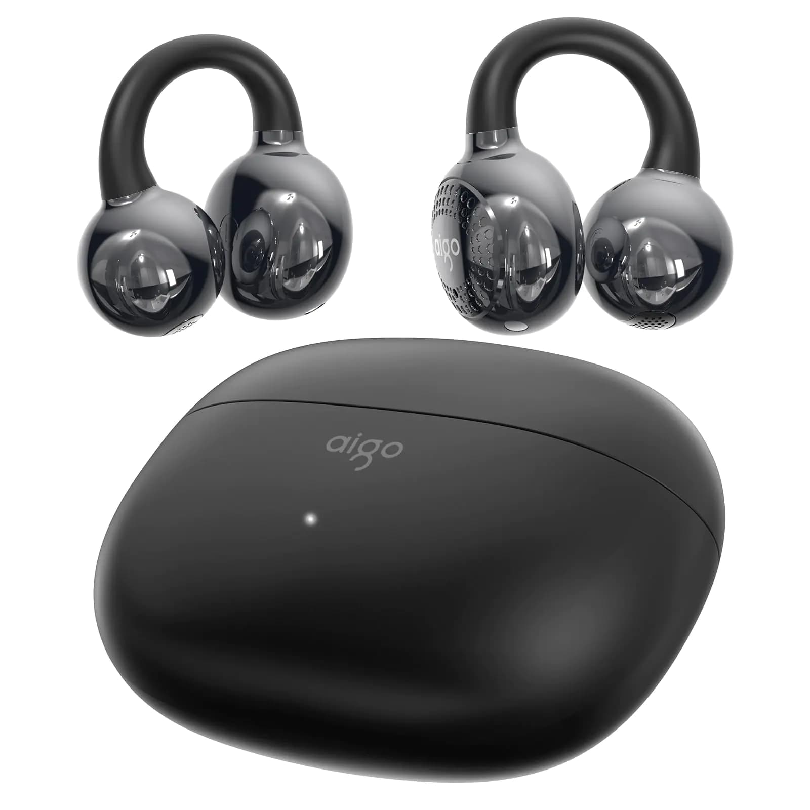 aigo CA05 Open Ear Earbuds Clip on Wireless Bluetooth 5.4 Headphones with Mic for iPhoneAndroidLaptopEnc Noise Reduction50H PlayWaterproof Comfortable Wireless Earbuds Fit Sports WorkoutBlack