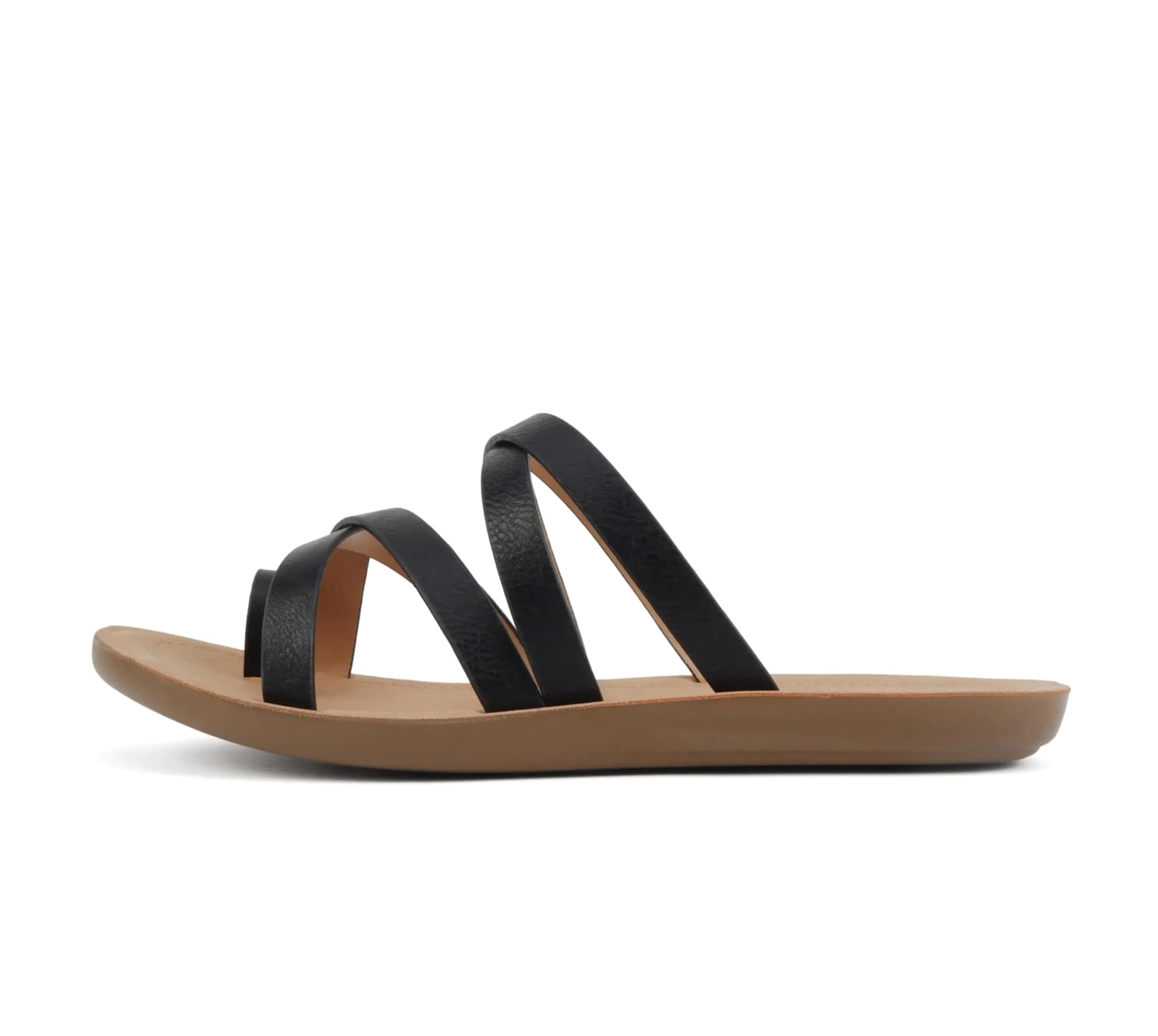 Soda ISABEL ~ Women Fashion Comfortable Slip On Flat Cross bands Toe Ring Fashion Sandals (Black us footwear size system adult women medium numeric 6)