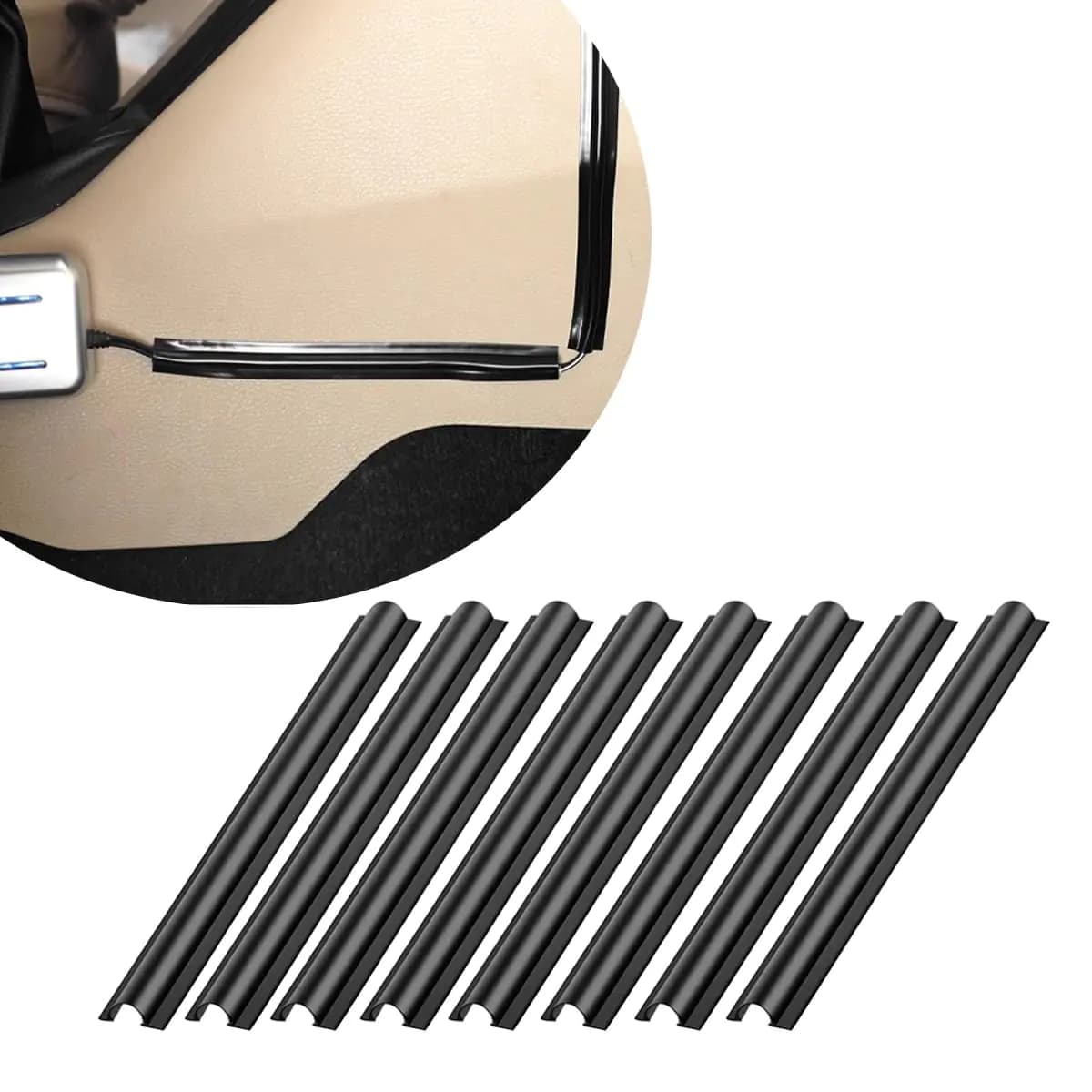 Gasedin 8 PCS Car Concealed Wire Sleeve PVC Automotive Split Sleeving Wire Cord Organizer Self-Adhesive Tubing Cable Hidden Protector Universal Interior Car Accessories