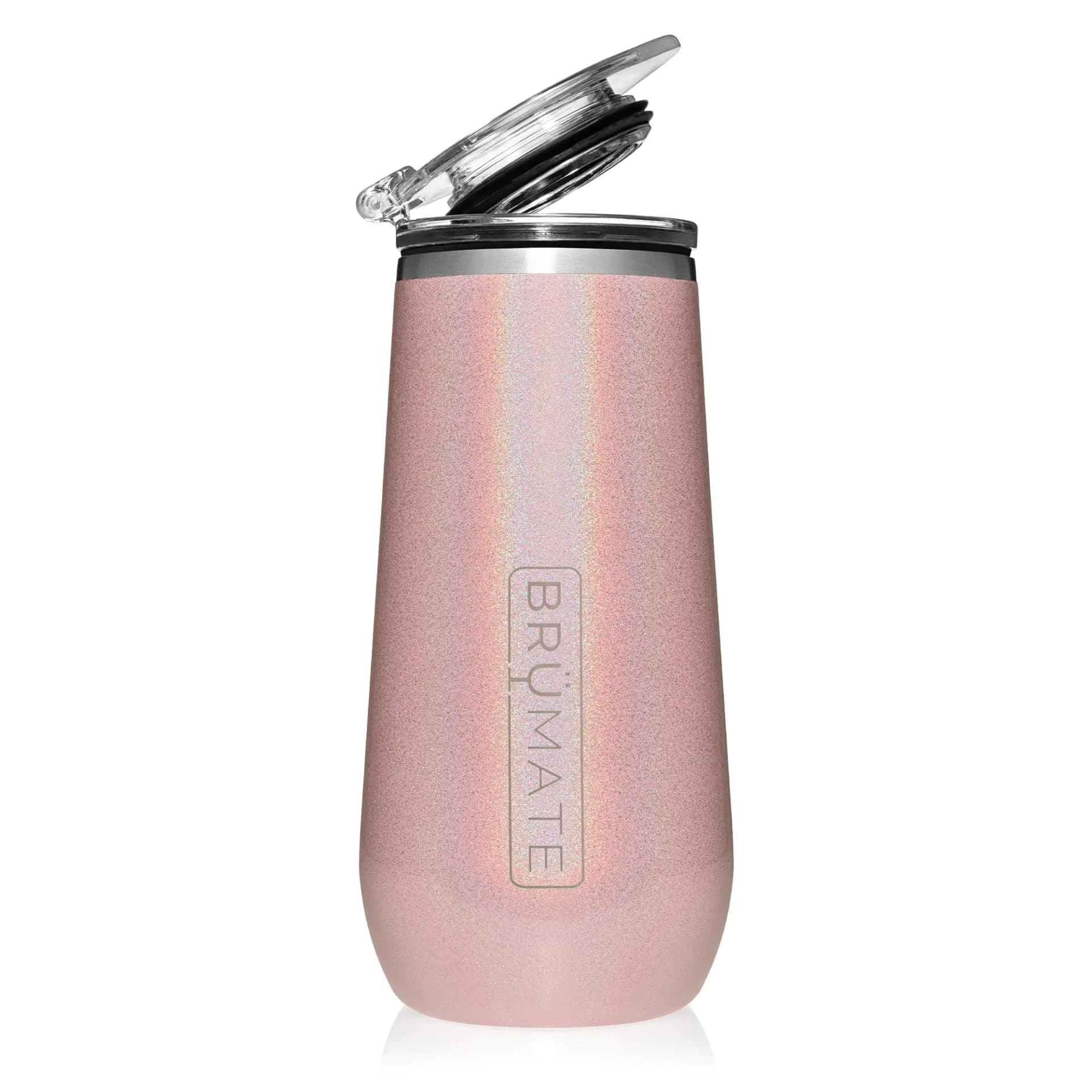 BrüMate 12oz Insulated Champagne Flute Glitter Blush