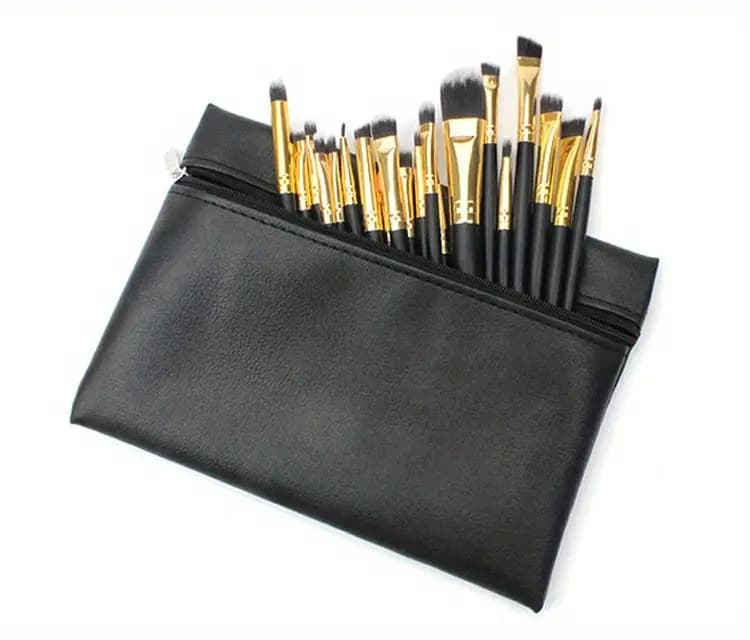 Black Zipper Cosmetic Bag for Makeup Brushes and Accessories
