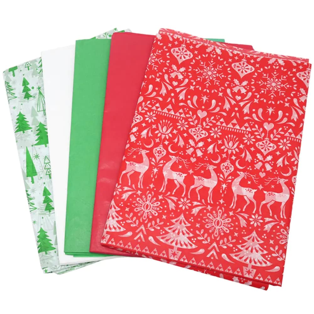 BAISDY 100 Sheets Christmas Tissue Paper Wrapping Paper for Gift Bags Christmas Decorations 13.7x19.68 inch