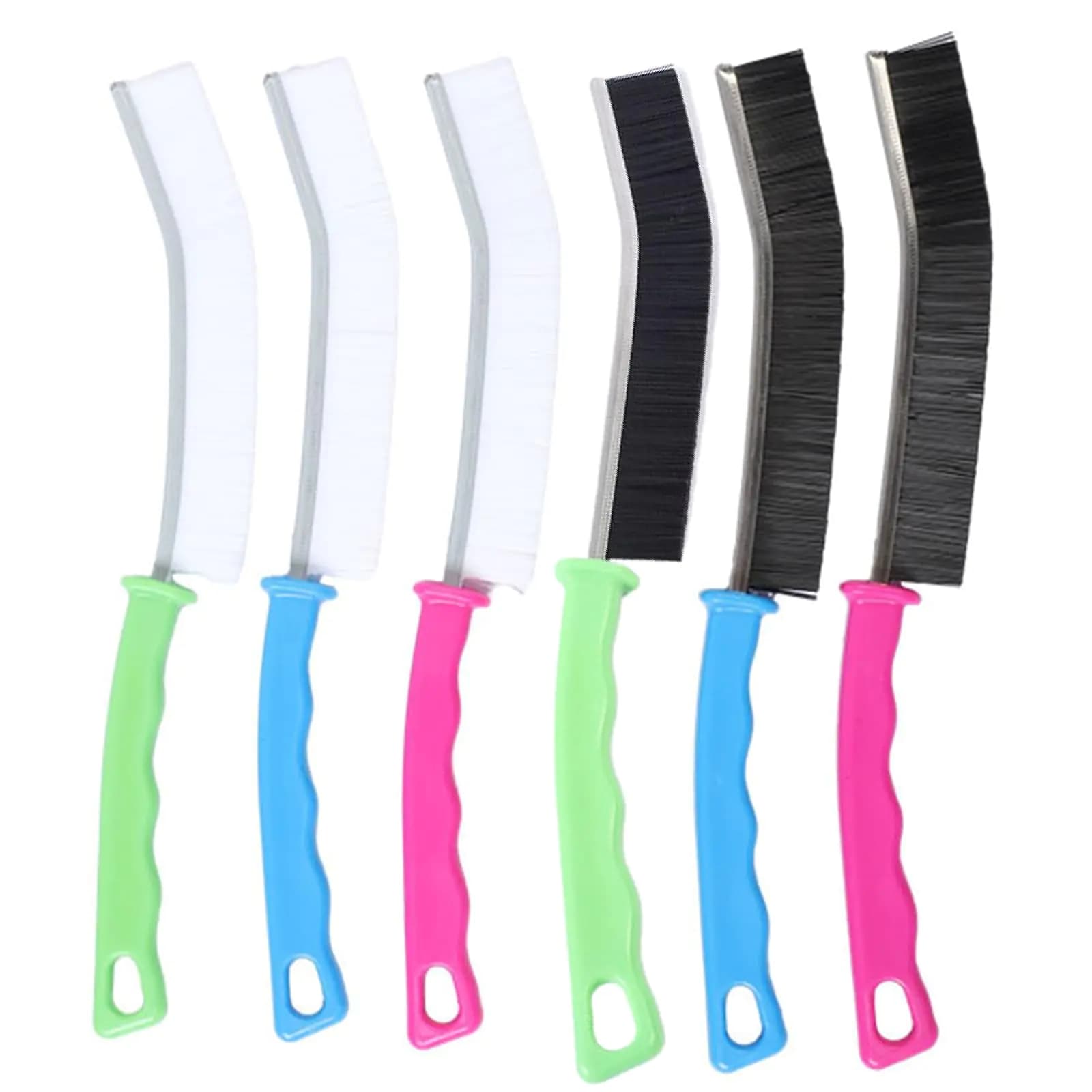 6Pcs Crevice Gap Cleaning Brush Hard Bristle Brushes for Small Spaces Cleaning Multifunctional Crevice Cleaning Tools for Kitchen SurfacesWindows GrooveTiles & Faucets(Colorful Handle)