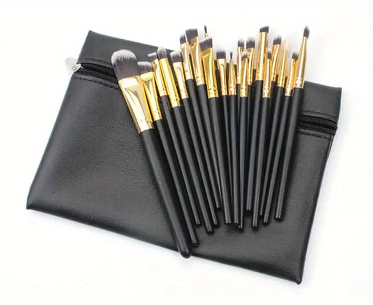 Black Zipper Cosmetic Bag for Makeup Brushes and Accessories