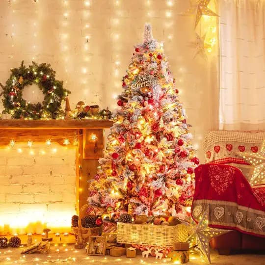 1 Pc Stunning Lighting 4.5 6 7 Feet Artificial Xmas Tree With Pine Needles And LED Lights