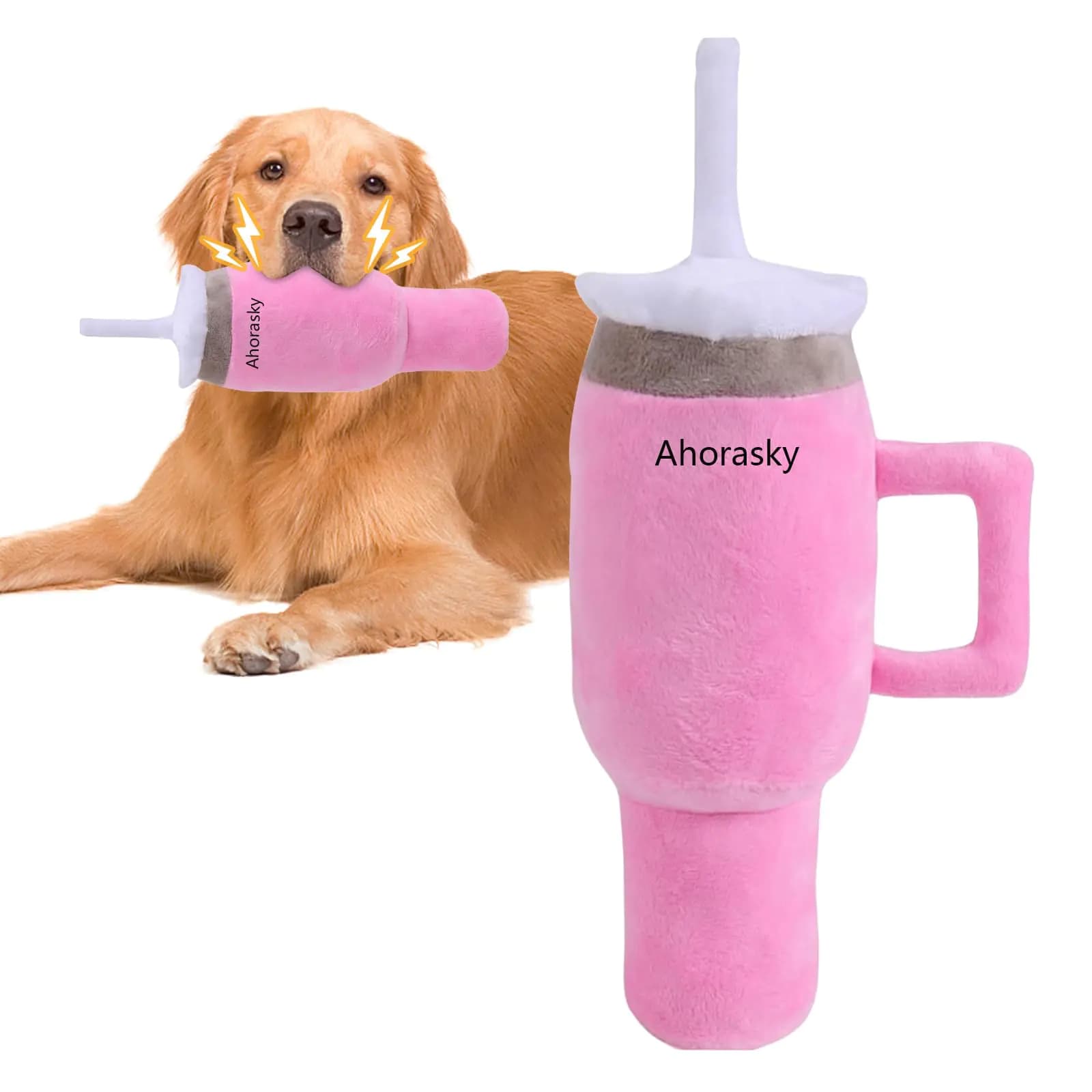 Squeaky Dog Toy Cup with Handle Pink