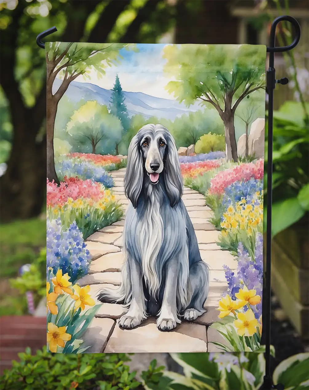 Afghan Hound Spring Garden Flag
