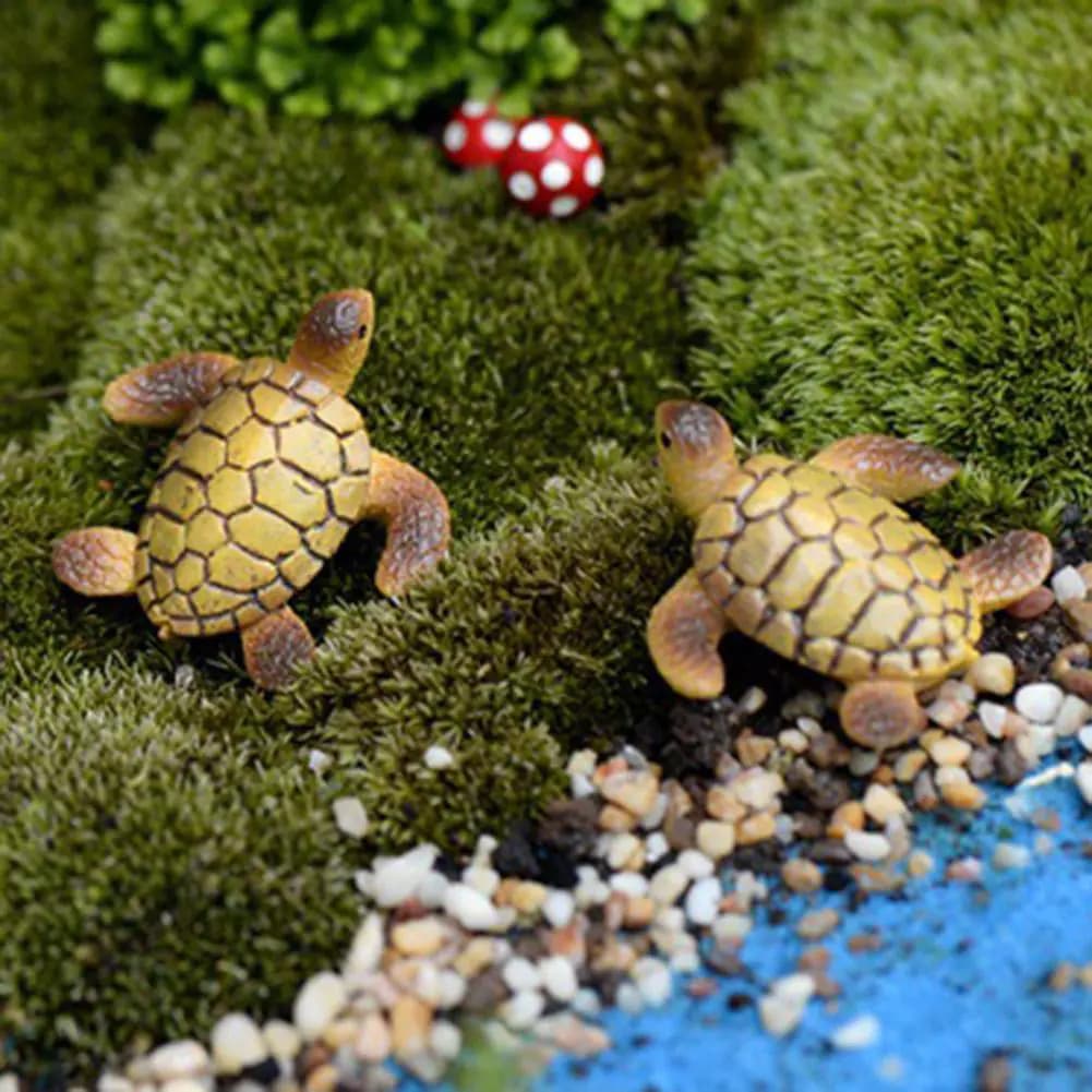 2pcs Mini Sea Turtle Resin Ornaments for Aquariums