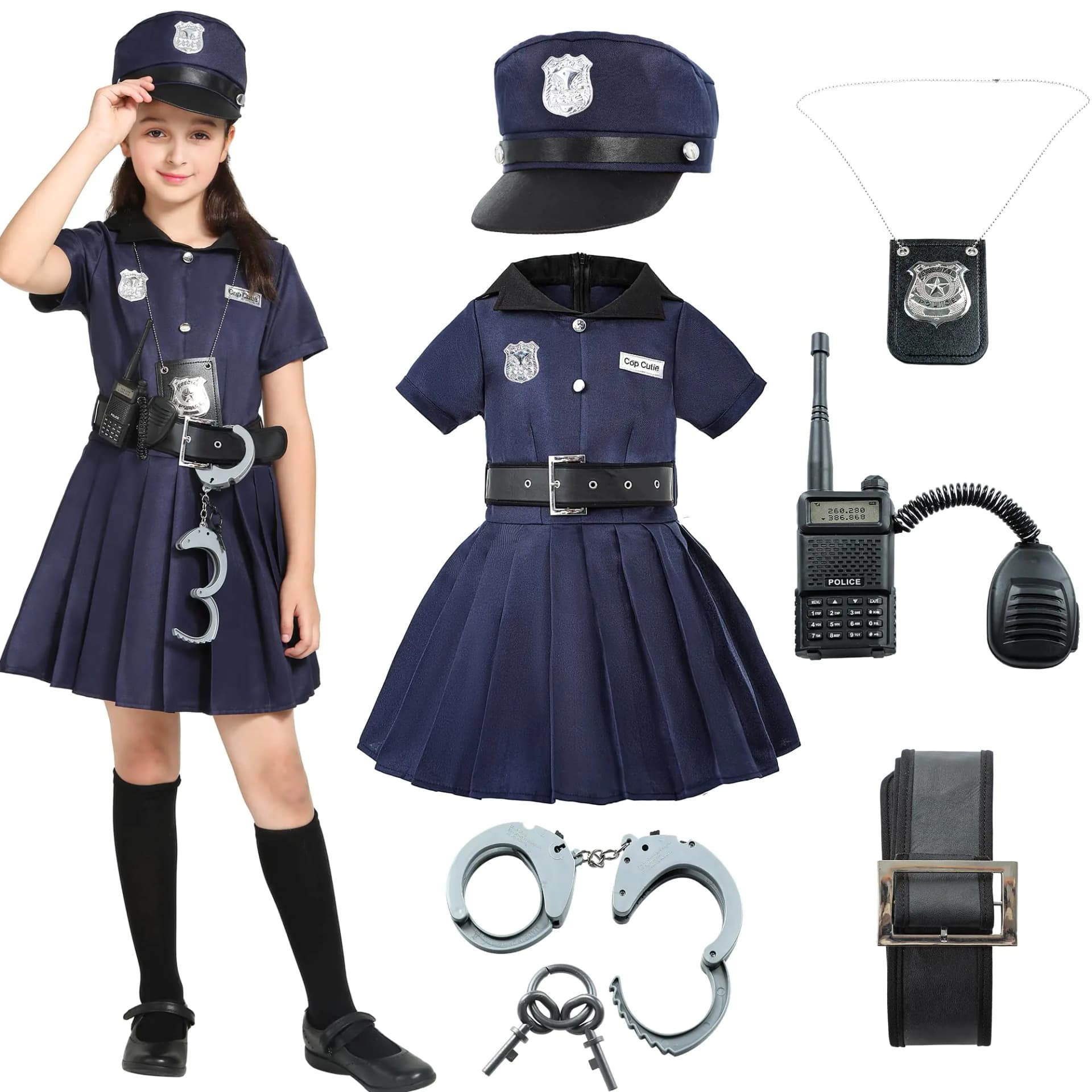 Girls Police Officer Costume Set