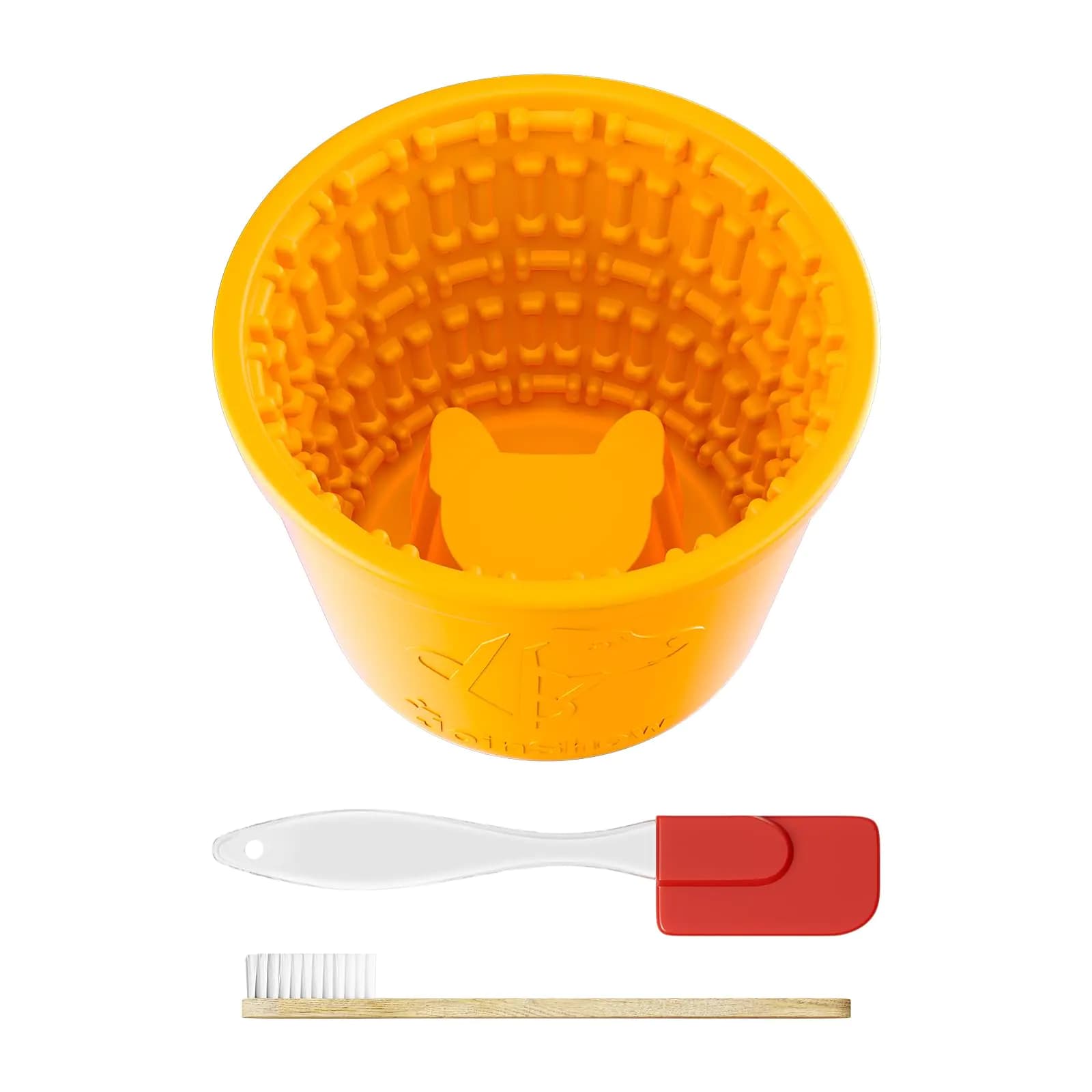 Dog Slow Feeder Lick Bowls. Reduces Eating Anxiety Slow Eating Dog Lick Bowl Lick mat for Dogs Suitable for All Dog Sizes Easy to Clean Safe and Additive-Free(Orange)