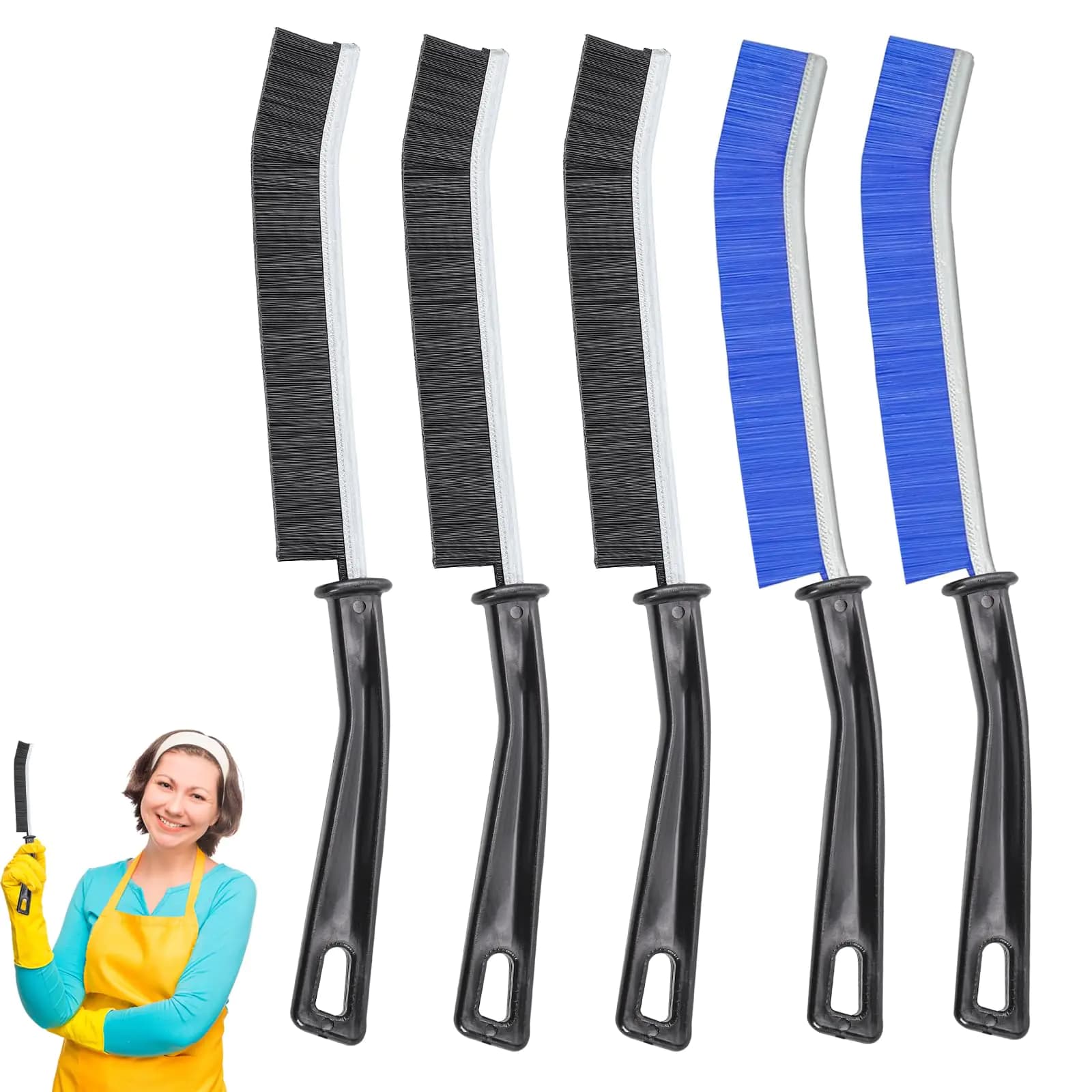 5Pcs Hard Bristle Crevice Cleaning Brush Multifunctional Grout Cleaner Brush Thin Gap Cleaning Brush Set Small Cleaning Tools for Household Use Kitchen Bathroom Toilet Window TrackTight Space
