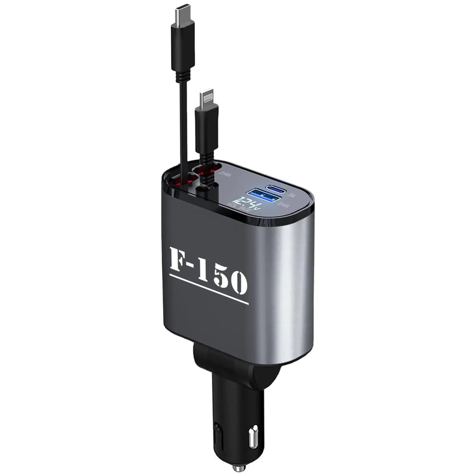 ELENAT Retractable car Charger for 150 4 in 1 Fast car Phone Charger 60W Retractable Cable and USB car Charger Car Accessories 2024 2023 2022