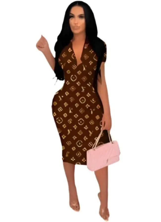 Women Fashion Short Sleeves Long Dress