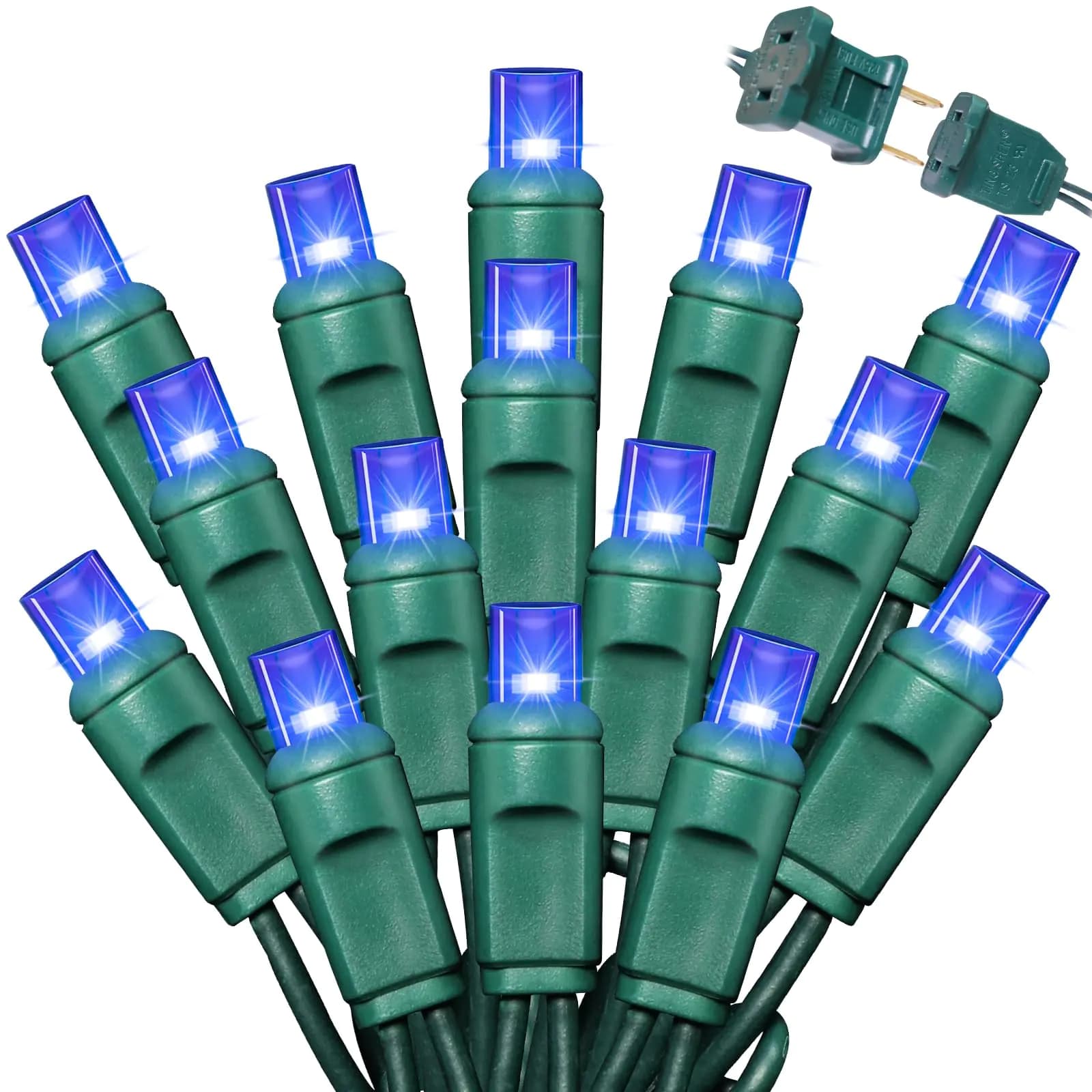 LAMPHOME 100Count (2pk of 50L) String Lights LED Christmas Lights 6" SPACINGGreen WireBlue